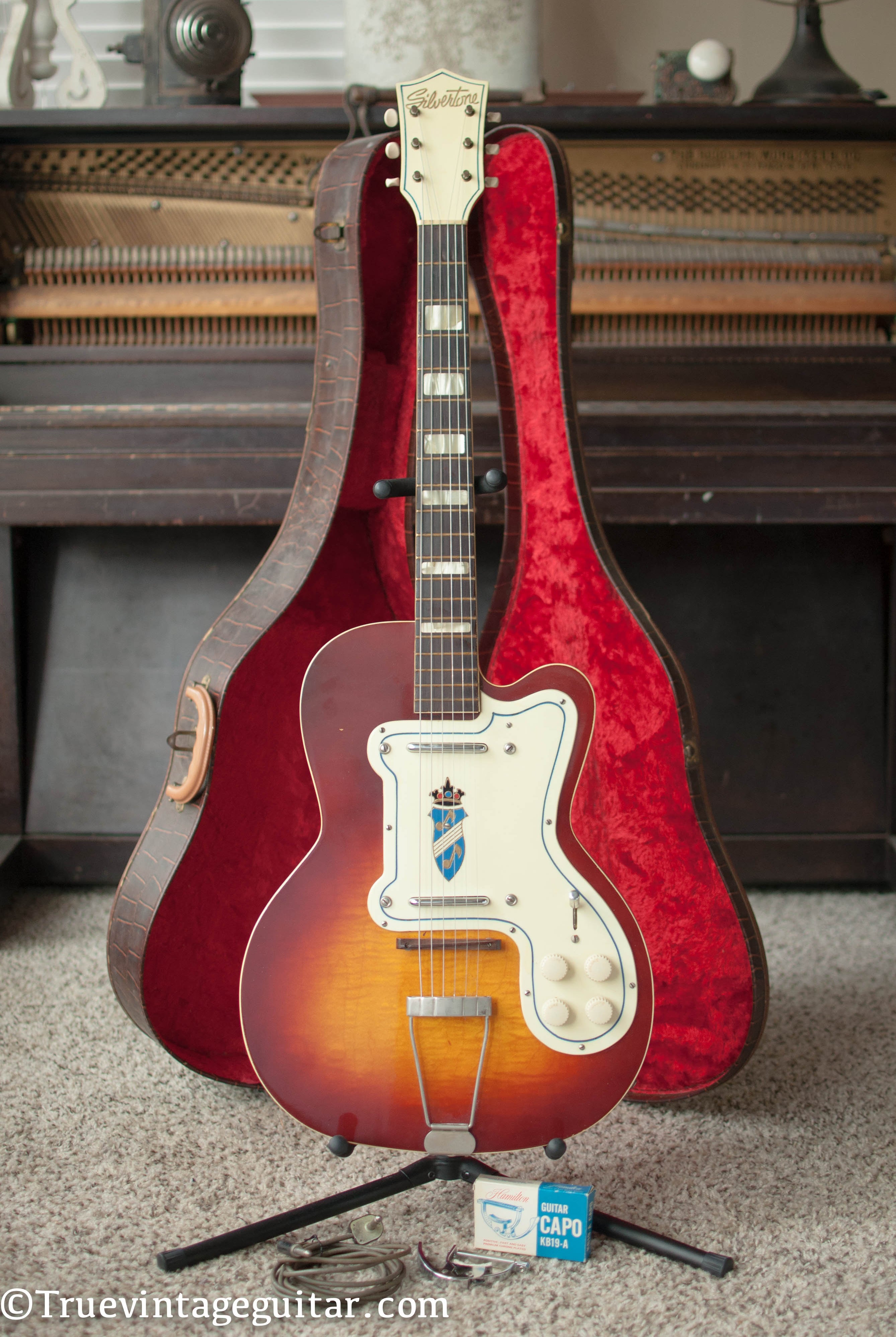 Vintage 1956 Silvertone 1382 electric guitar, Kay Thin Twin