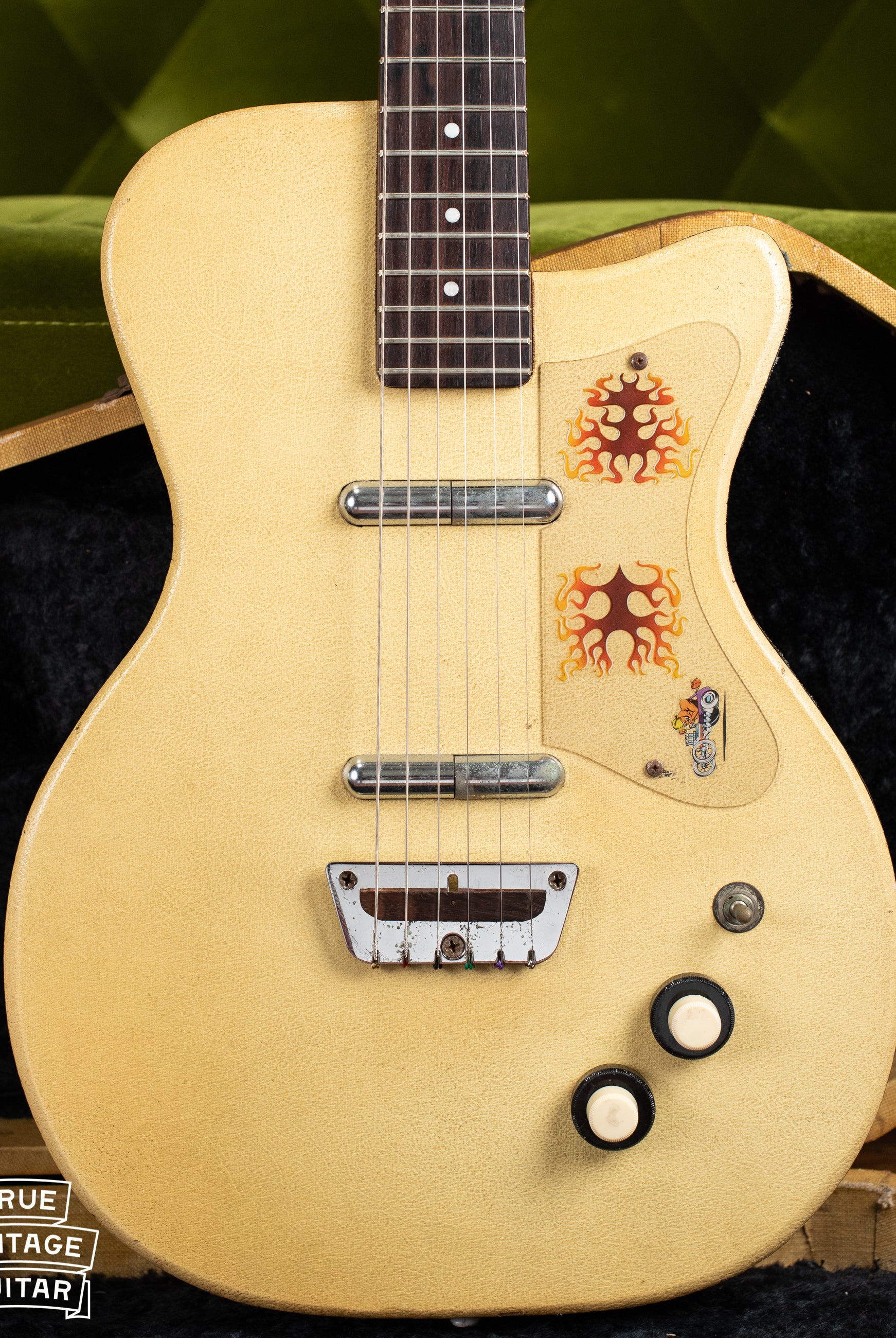 Vintage Danelectro cream white electric guitar