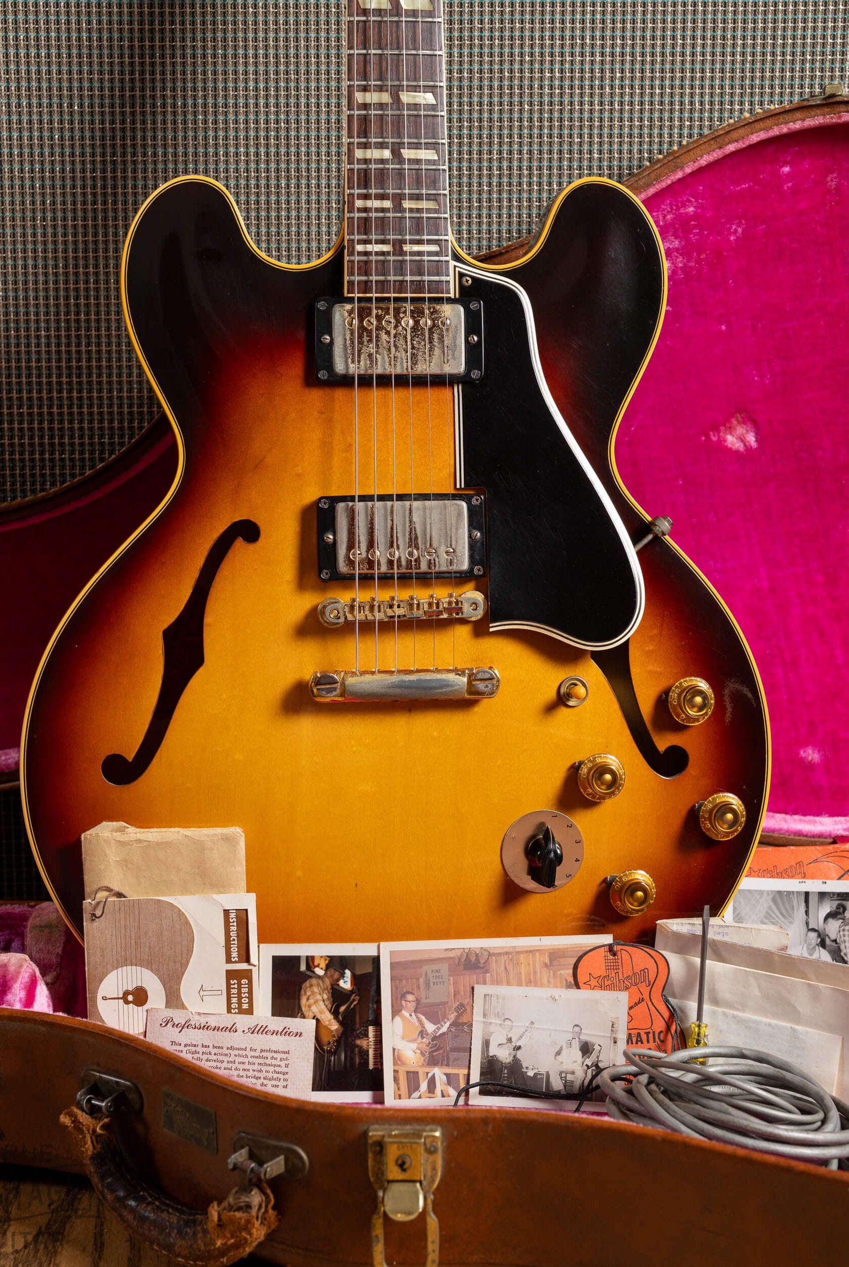 1959 Gibson ES-345 with hang tags and pictures with its original owner