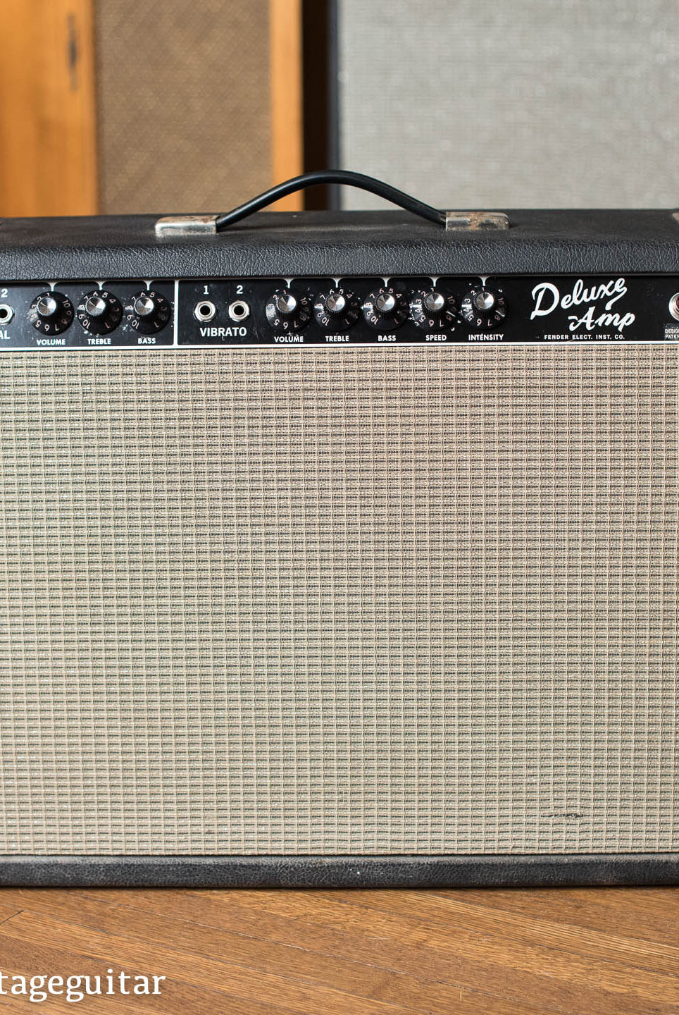 Vintage 1965 Fender Deluxe Amp black guitar amplifier