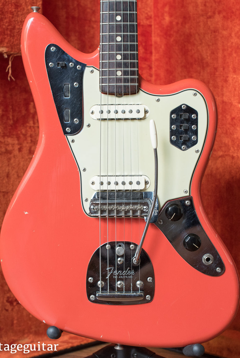 1965 Fender Jaguar Fiesta Red electric guitar