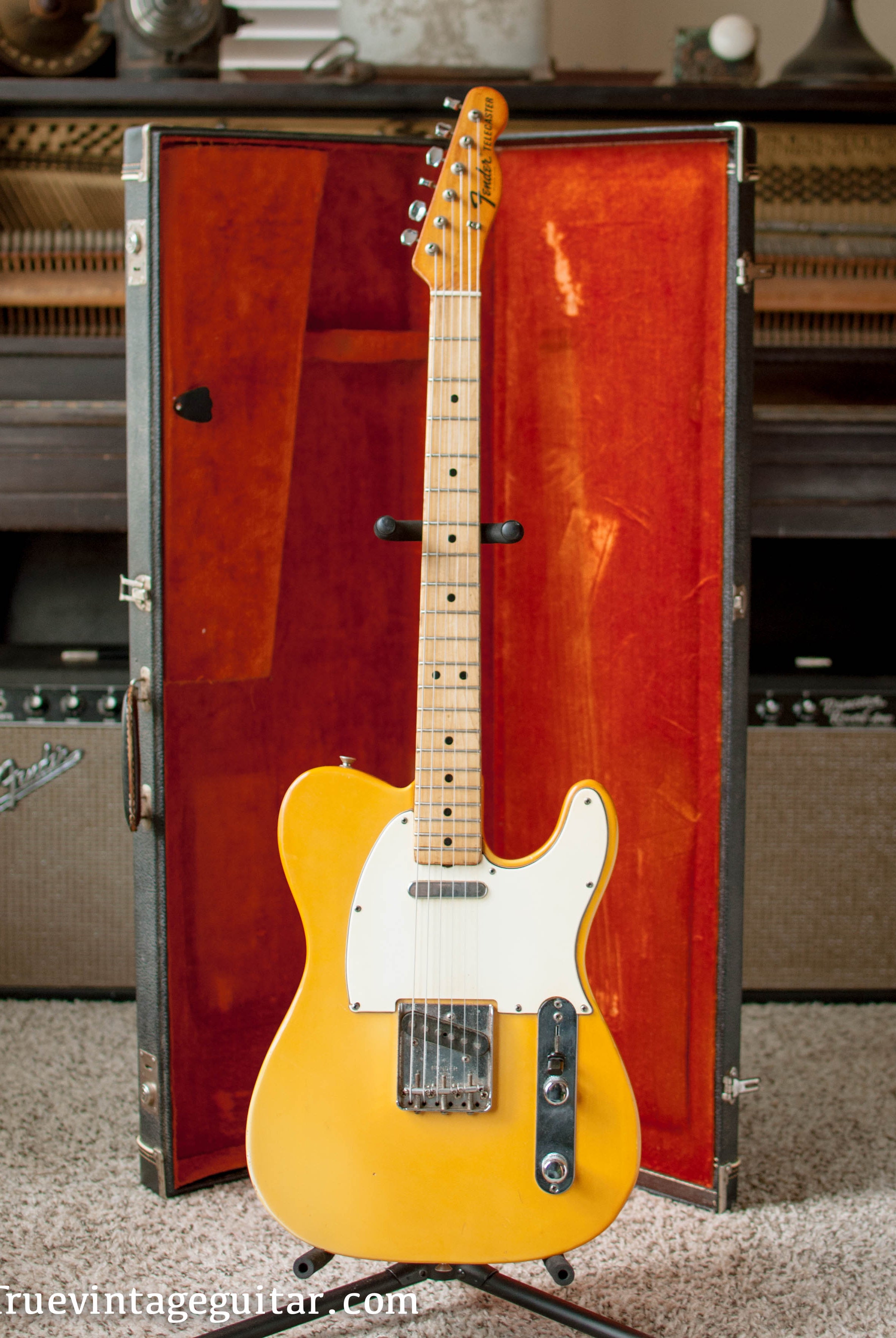 Vintage 1969 Fender Telecaster yellow Olympic White electric guitar