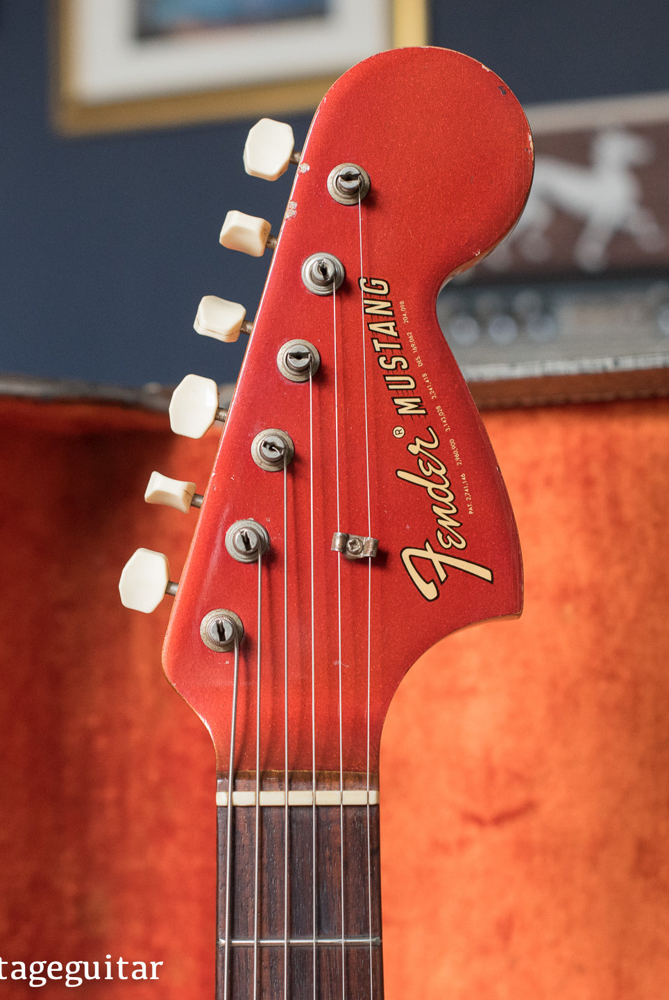 Vintage 1969 Fender Mustang Competition Red white stripes electric guitar