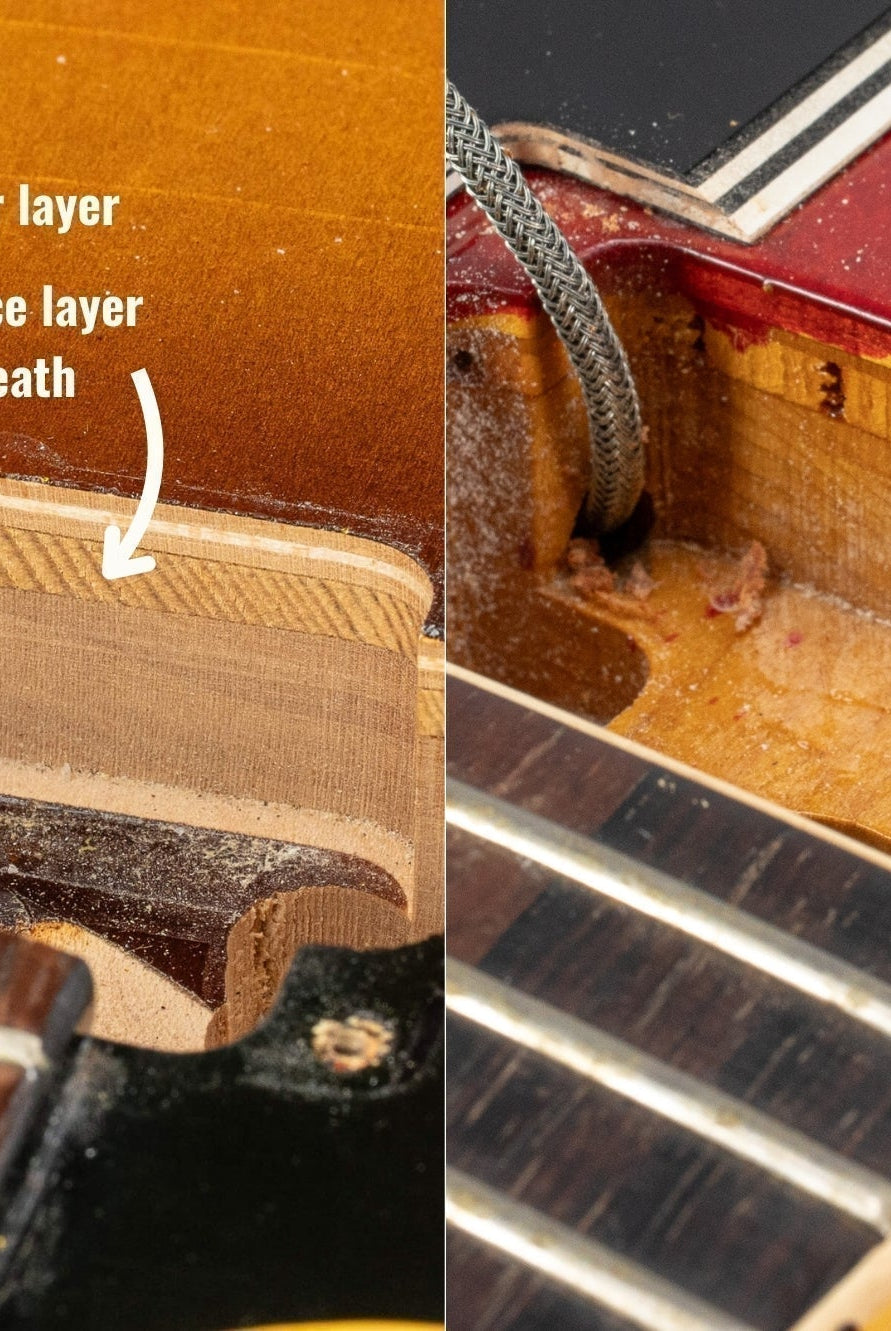 Diagram of the inner layers of the thin top on a 1958 Gibson ES-335