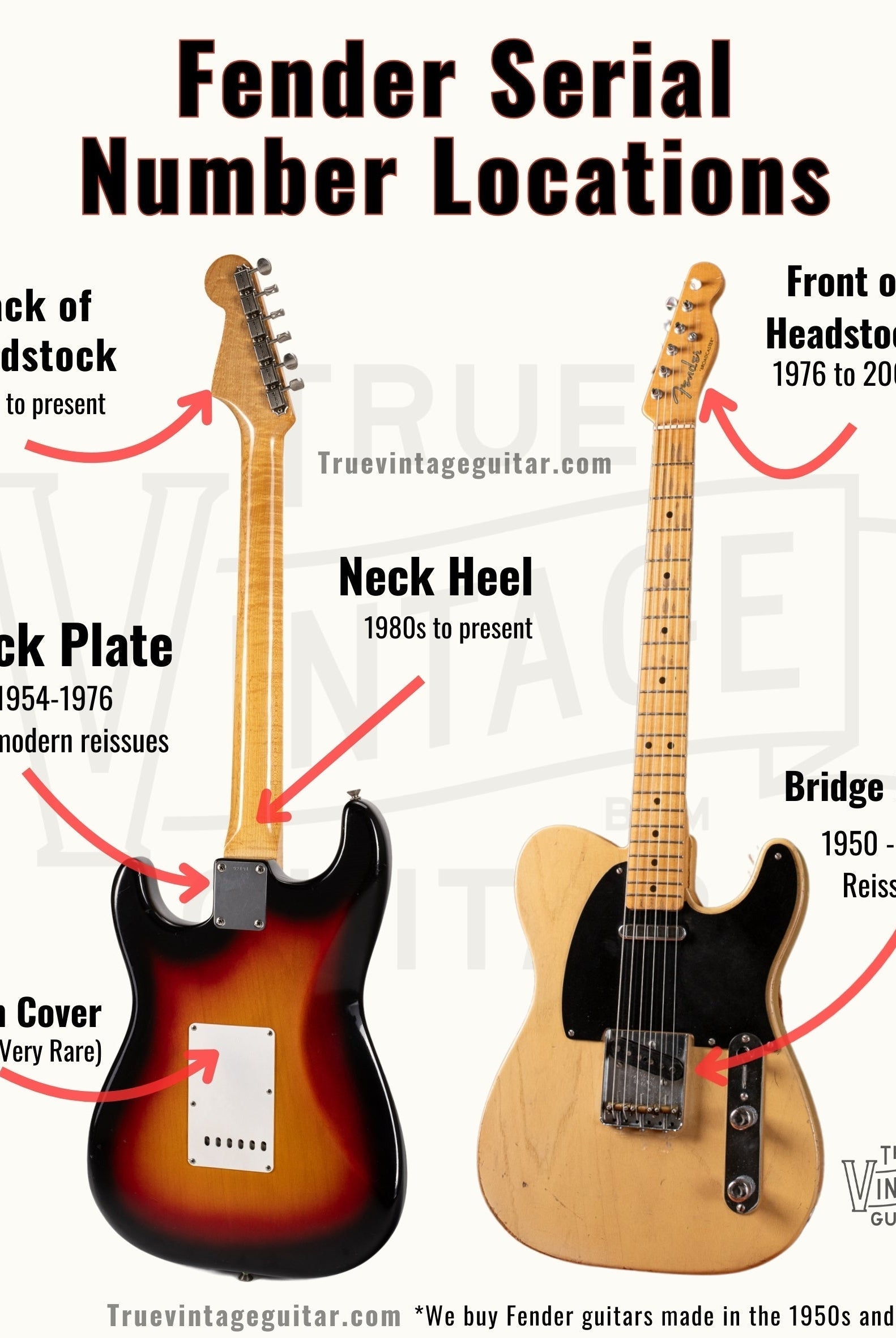 Where to find the serial number on a Fender guitar