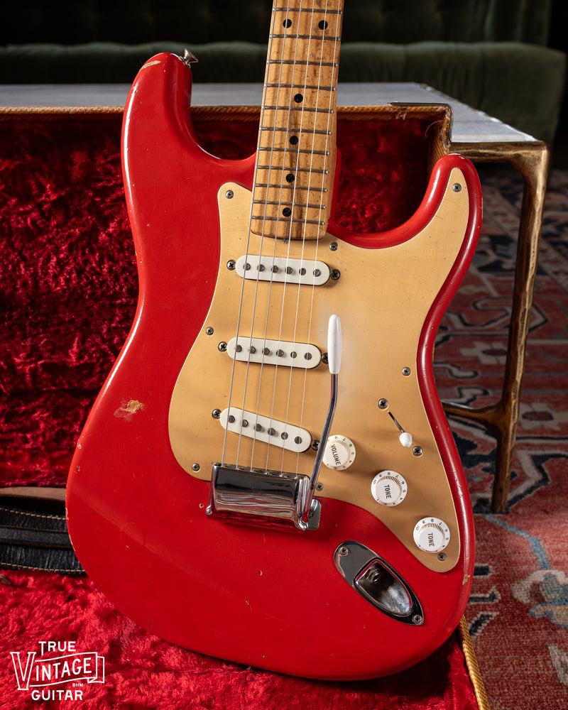 Roy Lanham's 1957 Fender Stratocaster Red with gold anodized aluminum pickguard