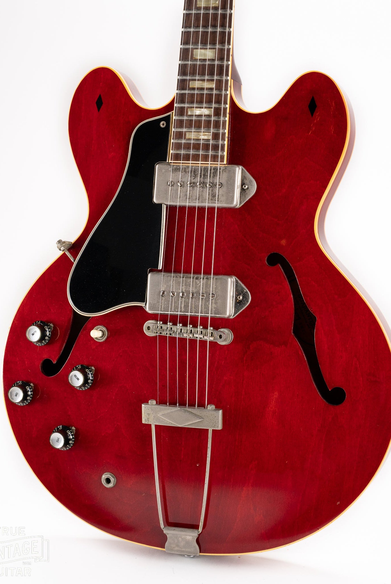 Vintage Gibson lefty left handed guitar 1964 red ES-330 with diamonds
