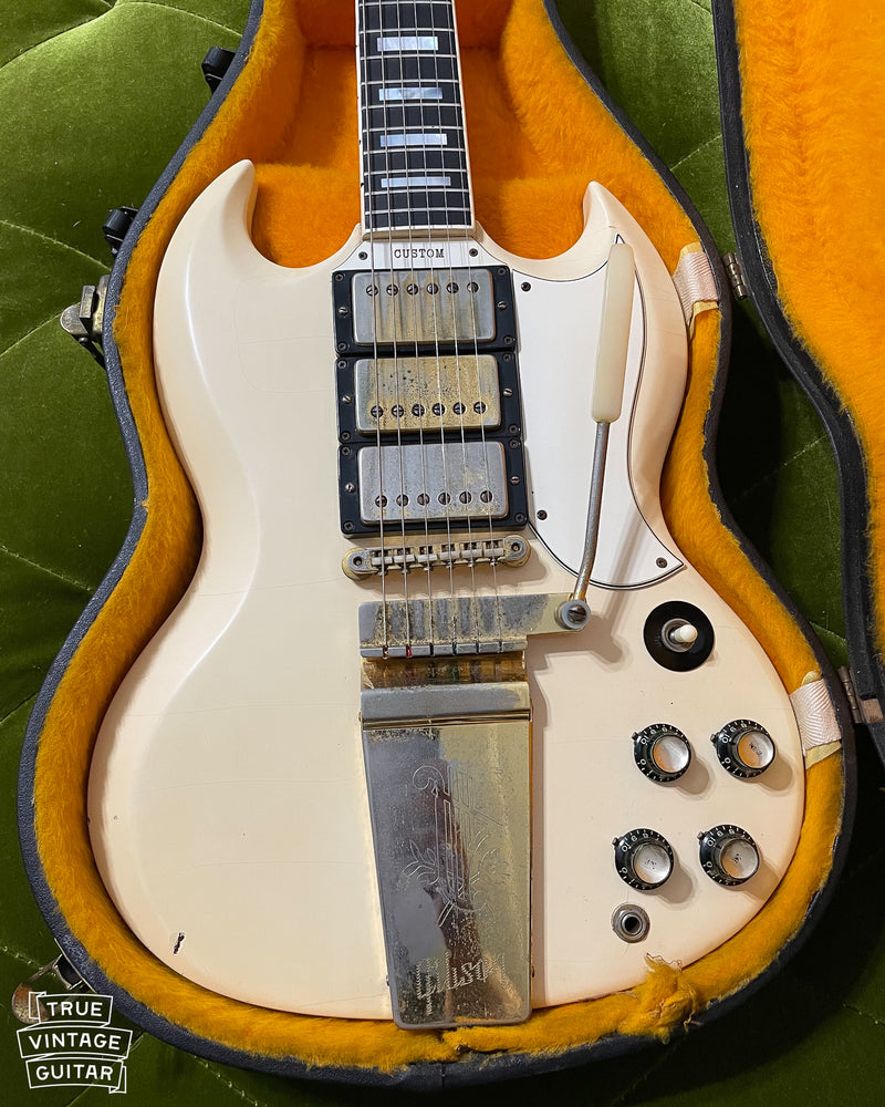 1964 Gibson SG Custom electric guitar with white finish and three pickups