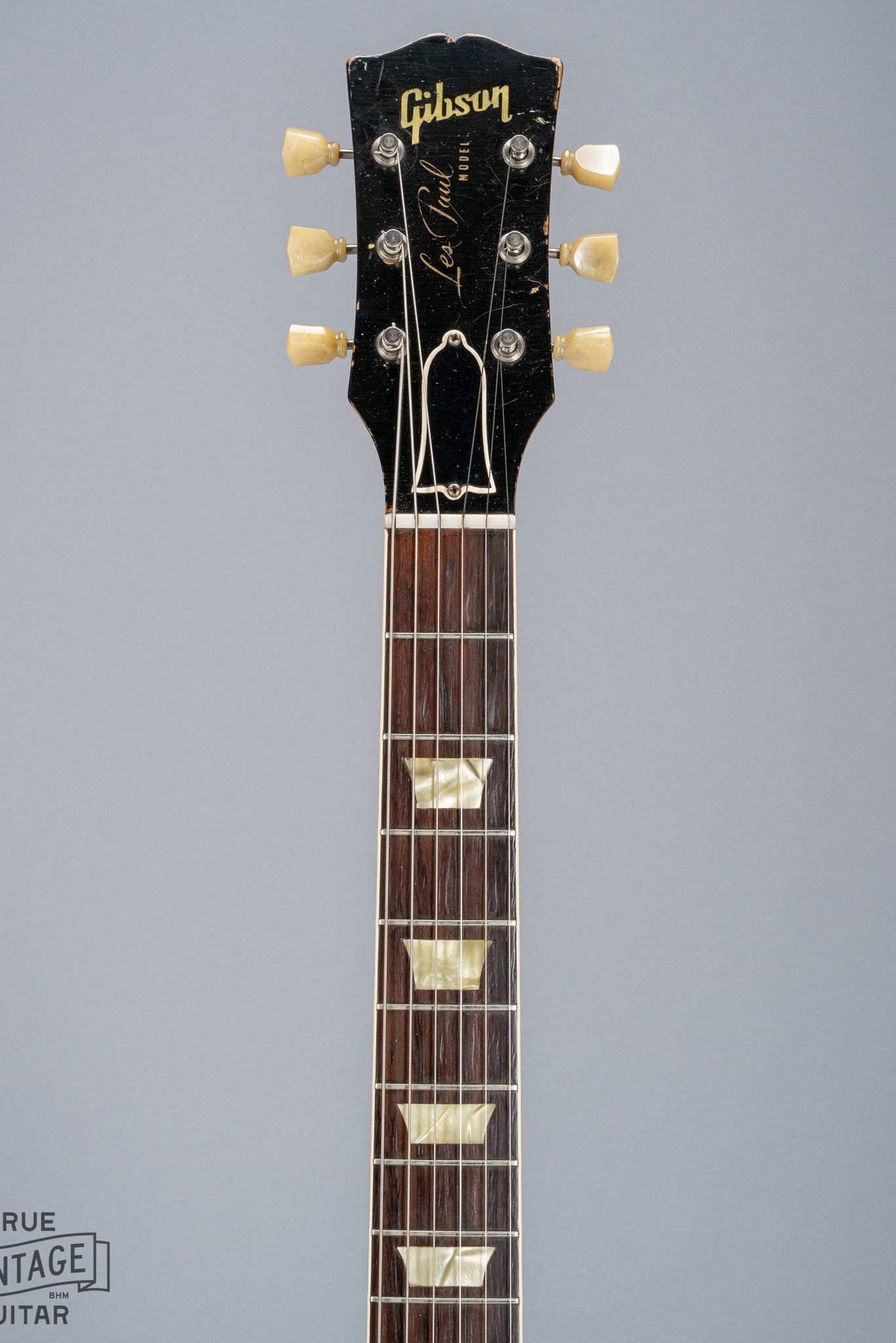 front of 1952 Gibson Les Paul Standard Goldtop guitar neck and headstock