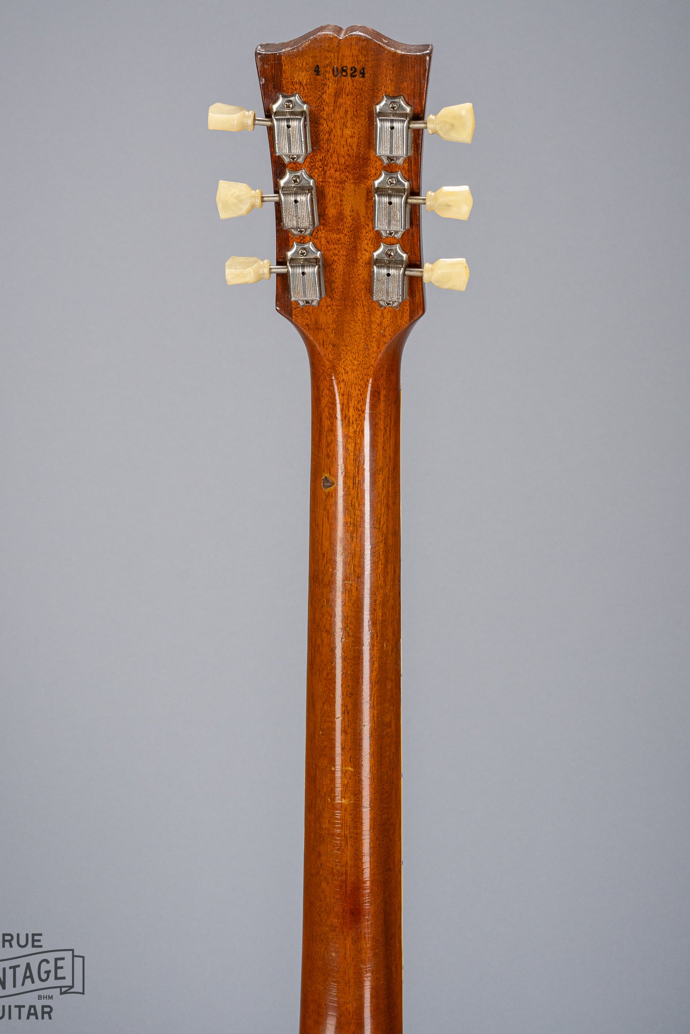 back of 1954 Gibson Les Paul Goldtop guitar neck headstock tuners serial number