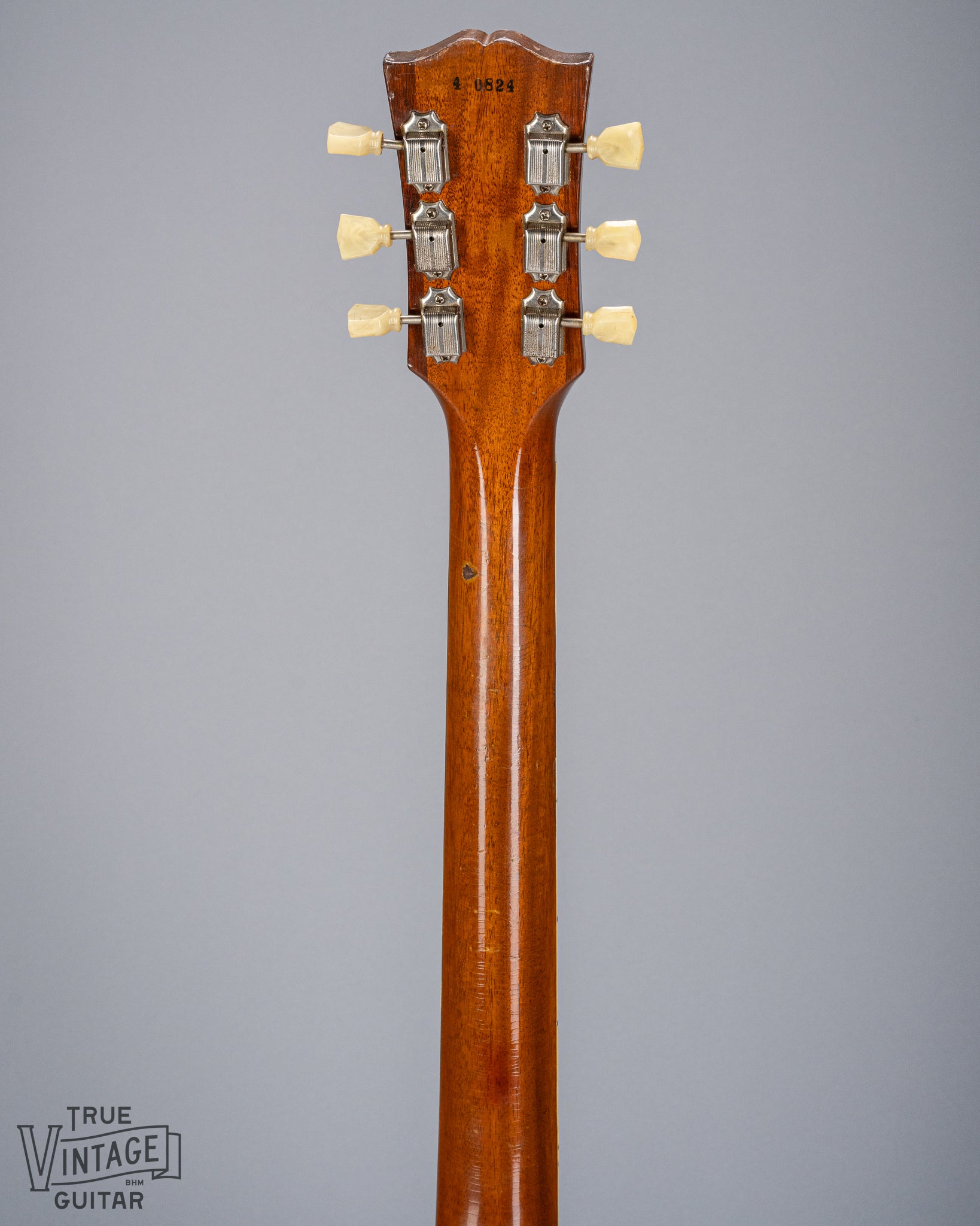 back of 1954 Gibson Les Paul Goldtop guitar neck headstock tuners serial number