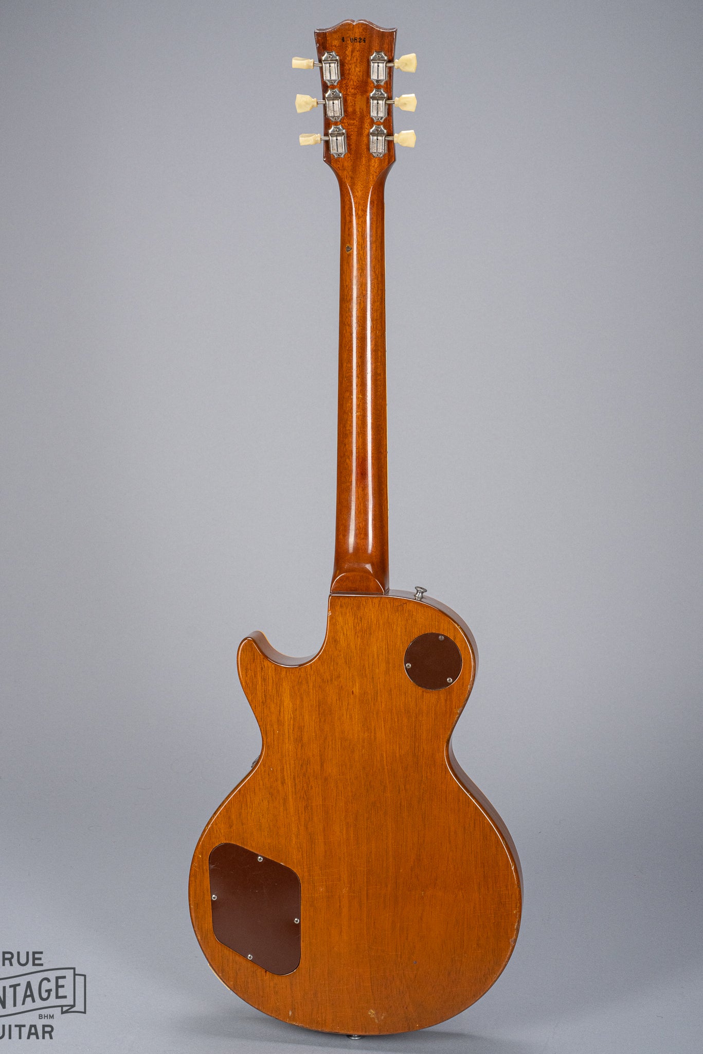 back of 1954 Gibson Les Paul Goldtop guitar body neck headstock serial number