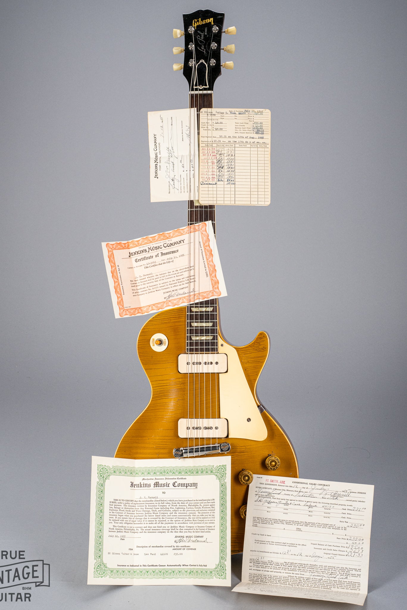 1954 Gibson Les Paul Goldtop original paperwork and receipts