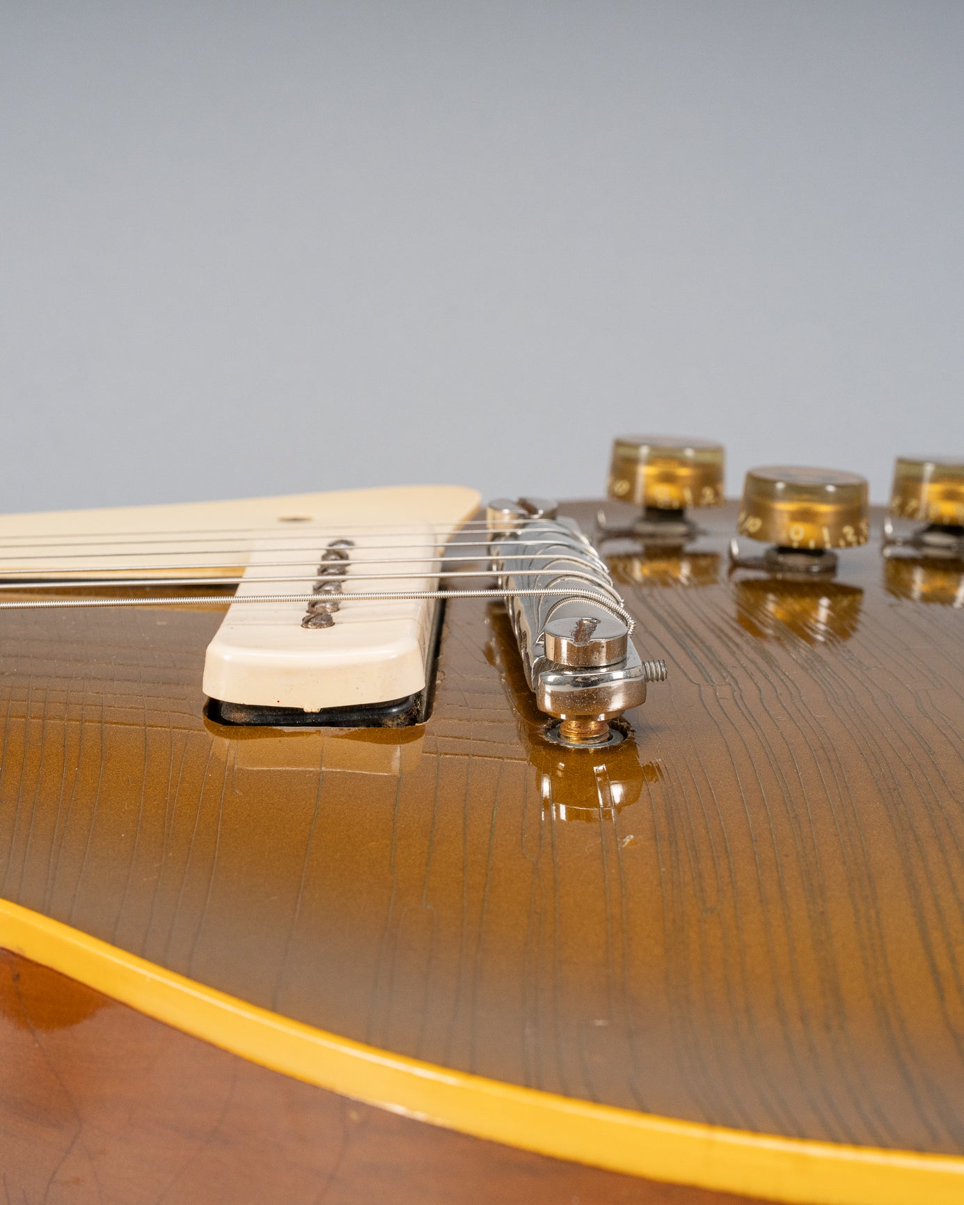 This image shows how the bridge posts should have perfect geometry on a 1954 Gibson Les Paul goldtop