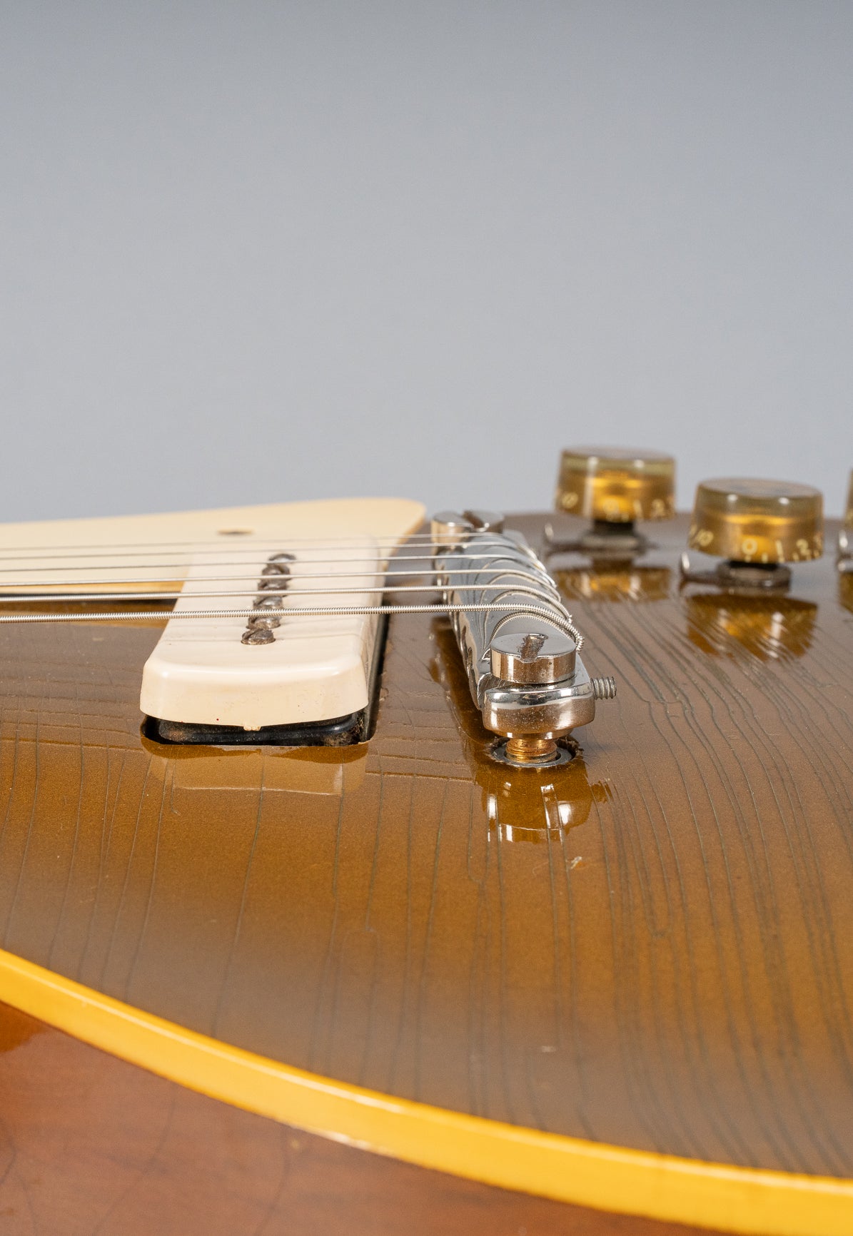 This image shows how the bridge posts should have perfect geometry on a 1954 Gibson Les Paul goldtop