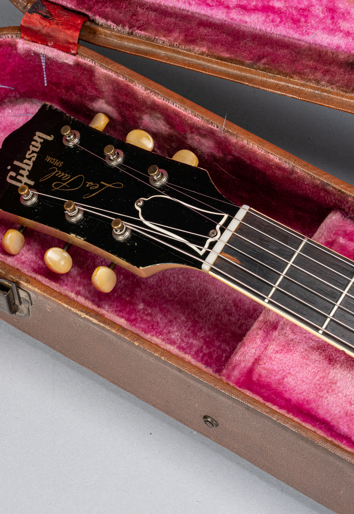 1956 Gibson Les Paul Special TV Yellow guitar headstock and neck in original case