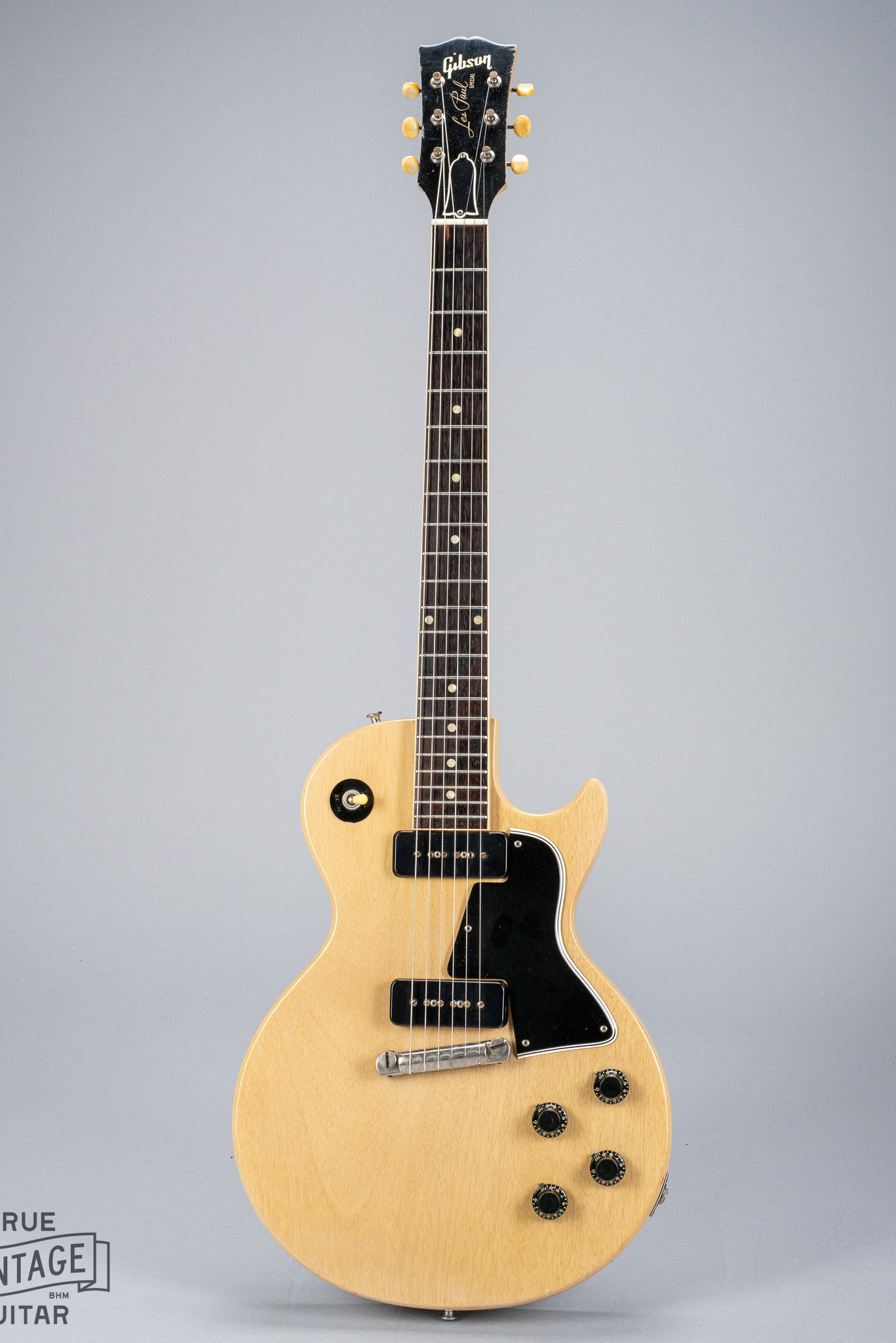 1956 Gibson Les Paul Special TV Yellow guitar body, neck, and headstock