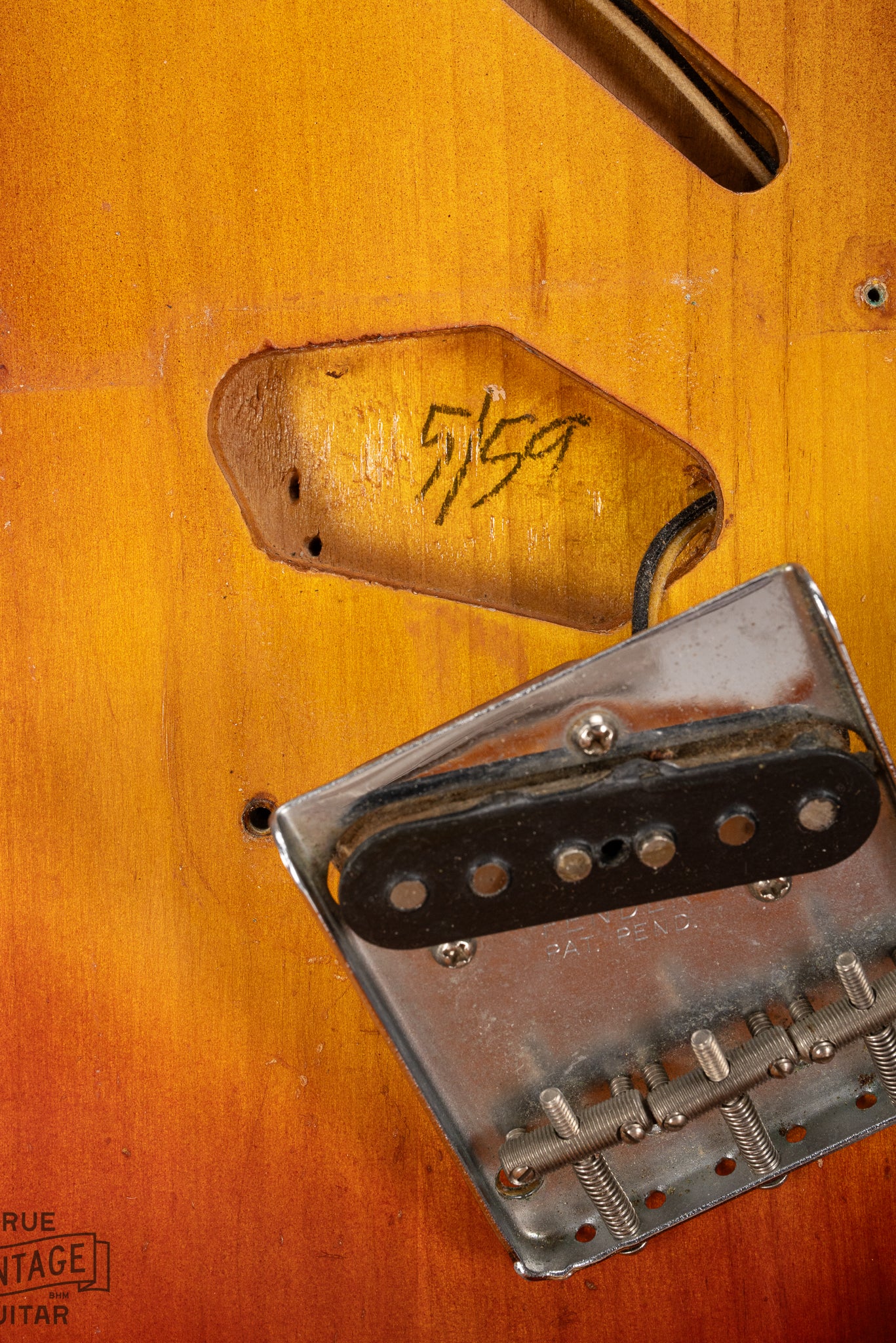 1959 Fender Custom Telecaster Sunburst Bridge pickup control cavity