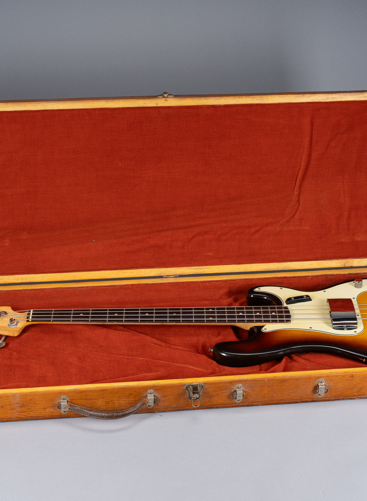 1959 Fender Precision Bass P Bass Sunburst neck and headstock custom case Three Layer Nitrate Mint Pick Guard