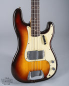 front of 1959 Fender Precision Bass P Bass Sunburst pickguard pickup and bridge chrome cover Three Layer Nitrate Mint Pick Guard