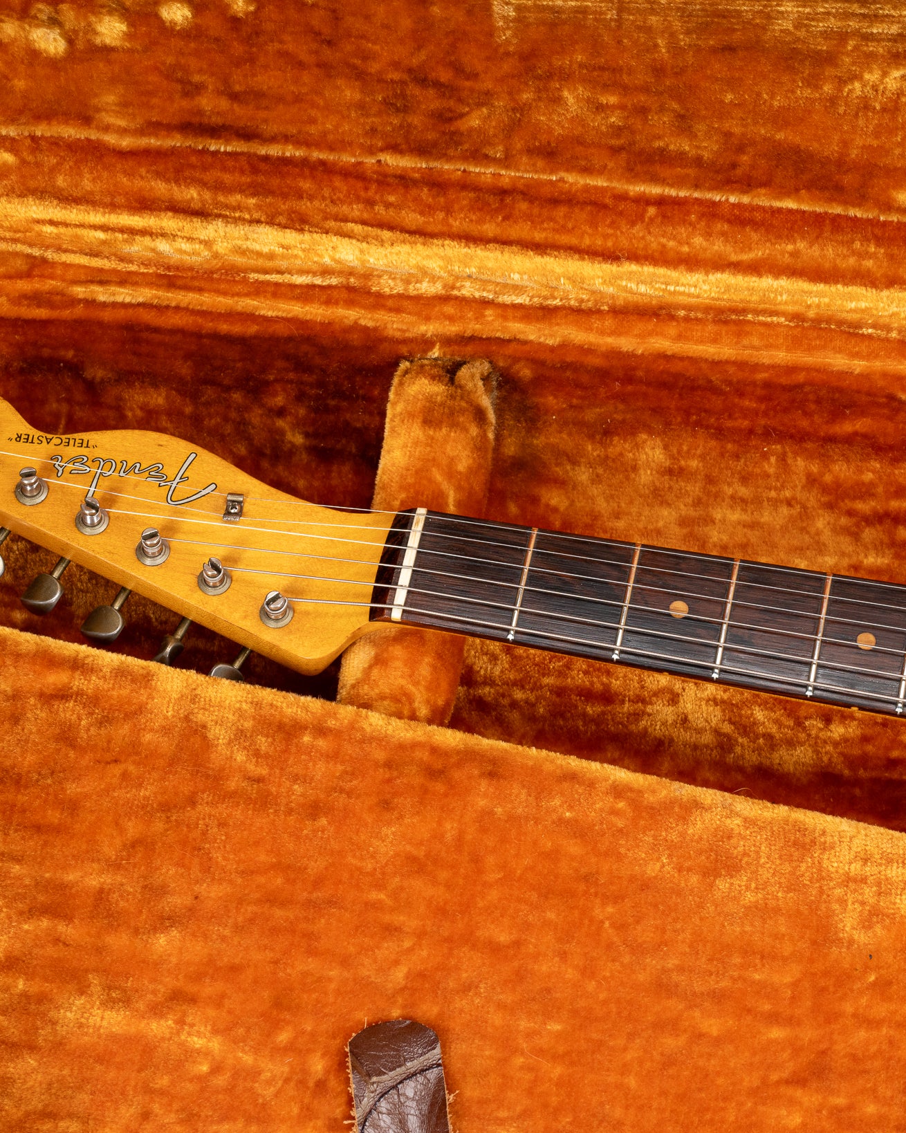 Front of 1959 Fender Telecaster Custom Sunburst Neck and Headstock in Original Case