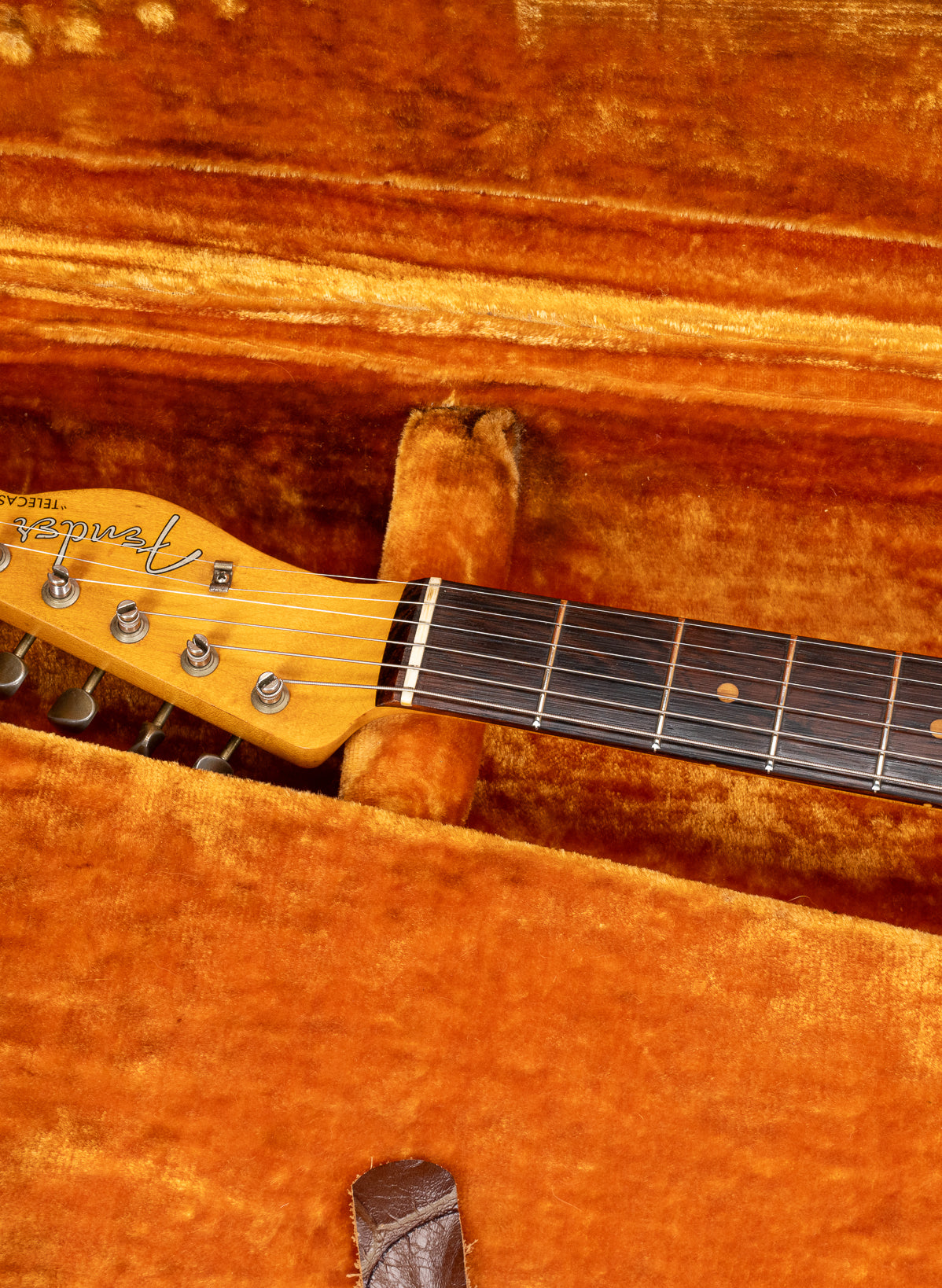 Front of 1959 Fender Telecaster Custom Sunburst Neck and Headstock in Original Case