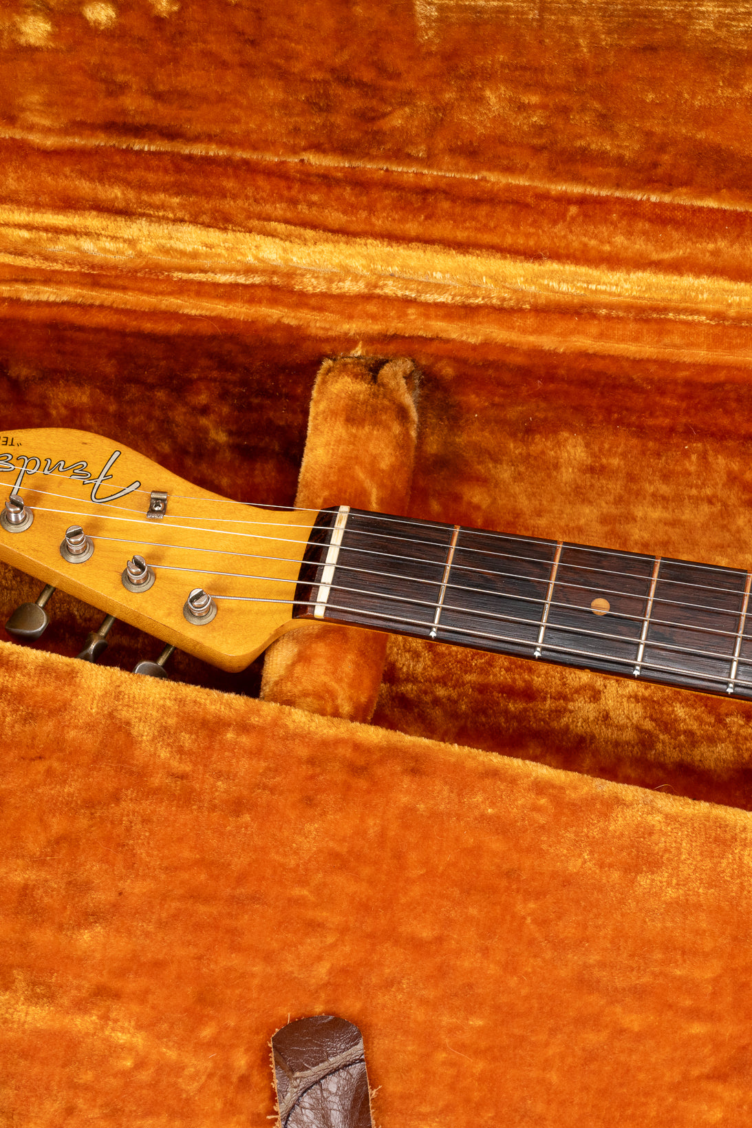 Front of 1959 Fender Telecaster Custom Sunburst Neck and Headstock in Original Case
