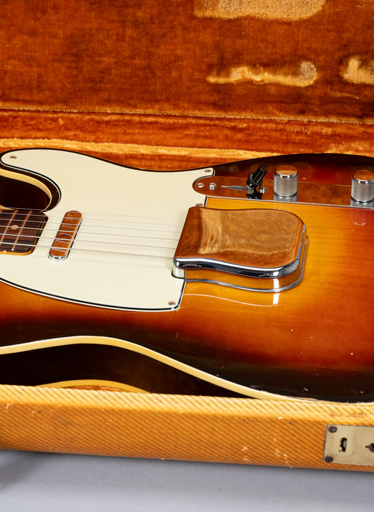Front of 1959 Fender Telecaster Custom Sunburst Body in Original Case