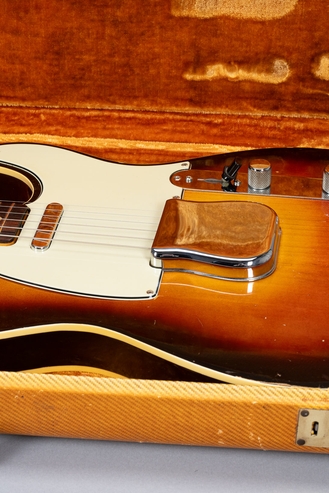 Front of 1959 Fender Telecaster Custom Sunburst Body in Original Case