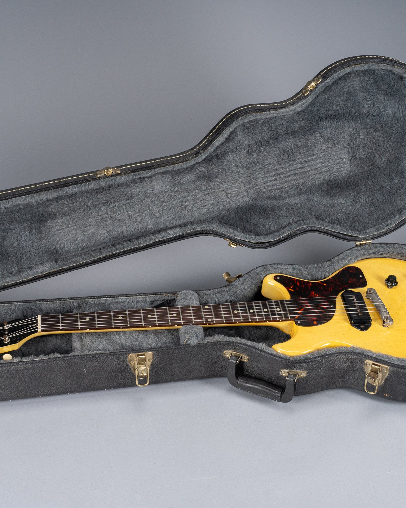 Front of 1959 Gibson Les Paul TV Model in unoriginal case