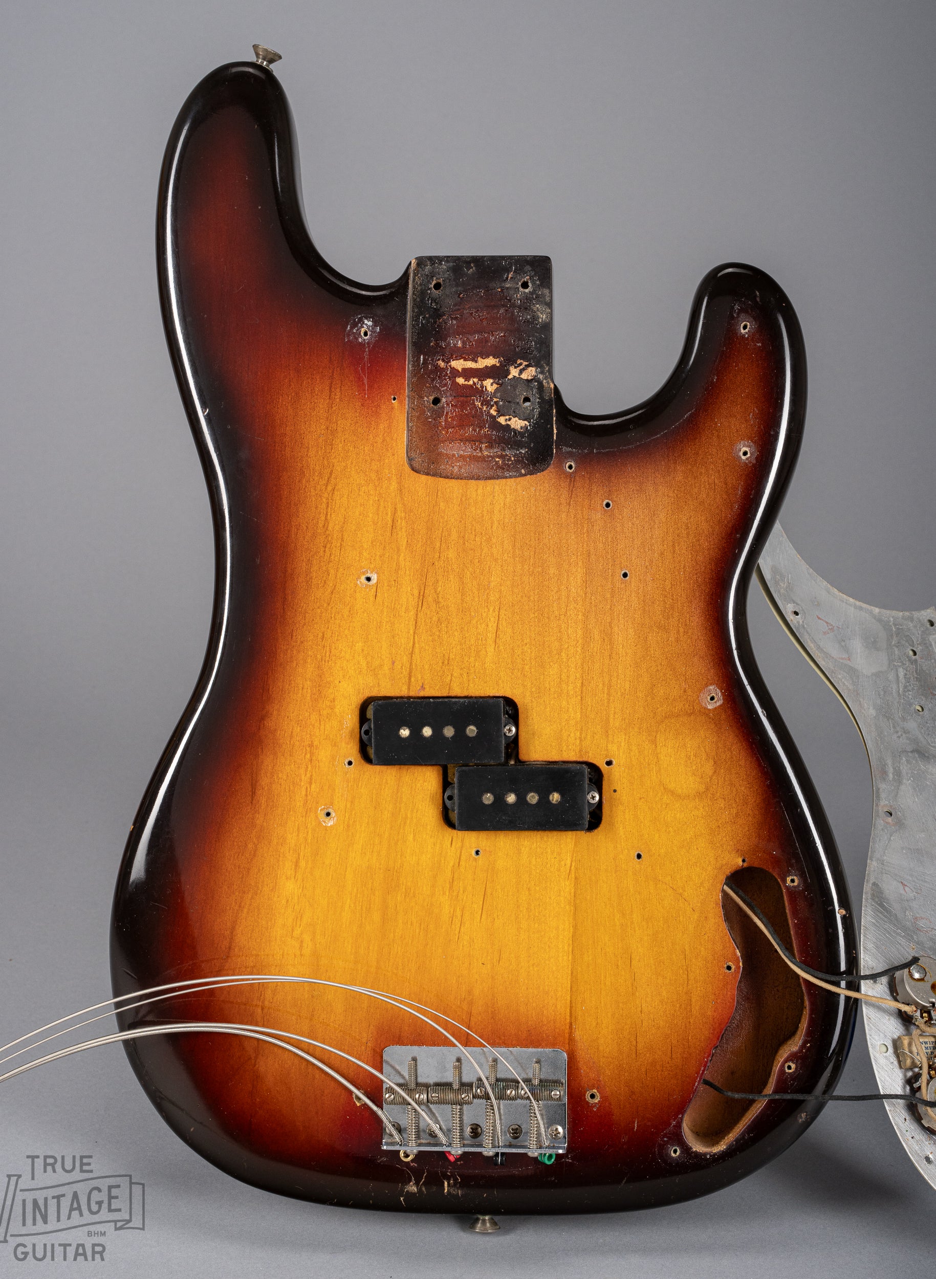 1959 Fender Precision Bass Sunburst Screw holes original pickups neck pocket control cavity