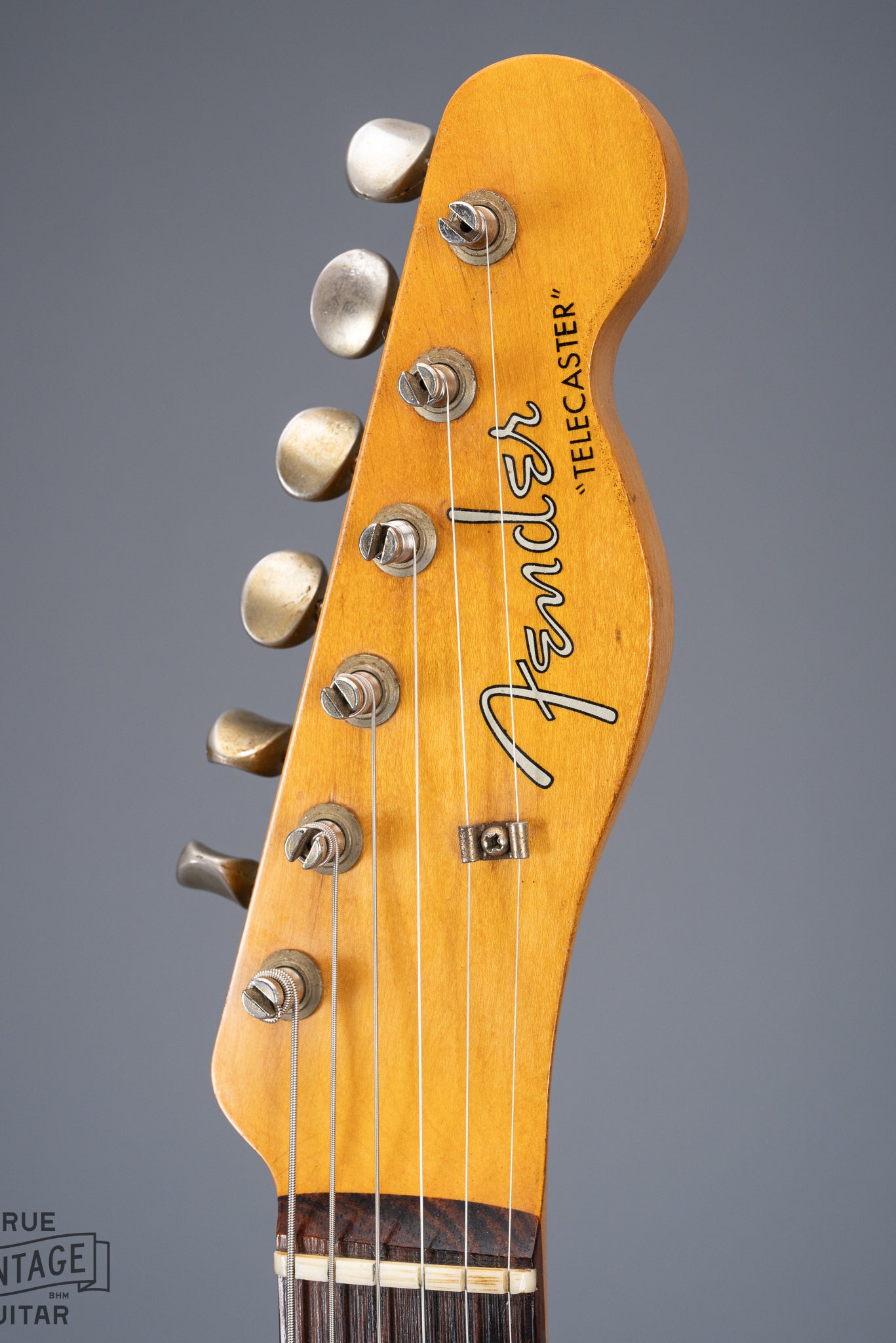 Front of 1959 Fender Telecaster Custom Sunburst Headstock and Logo