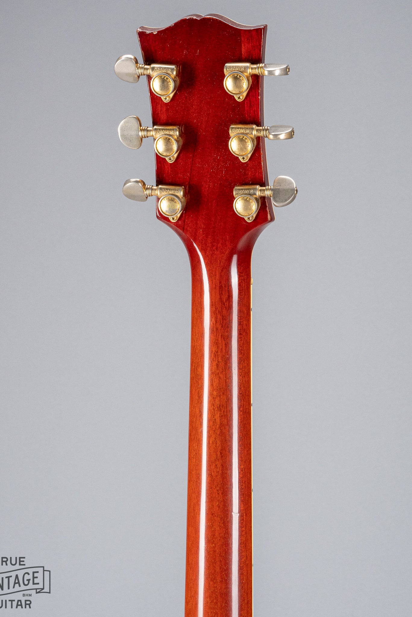 1959 Gibson ES-355 T Mono Cherry Watermelon red guitar back of the neck and headstock