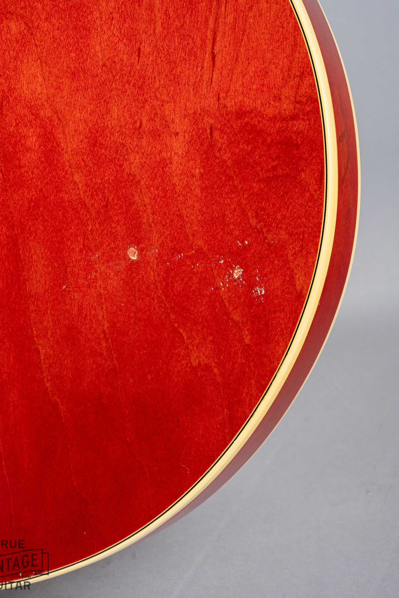 1959 Gibson ES-355 T Mono Cherry Watermelon red guitar back of body bass side binding