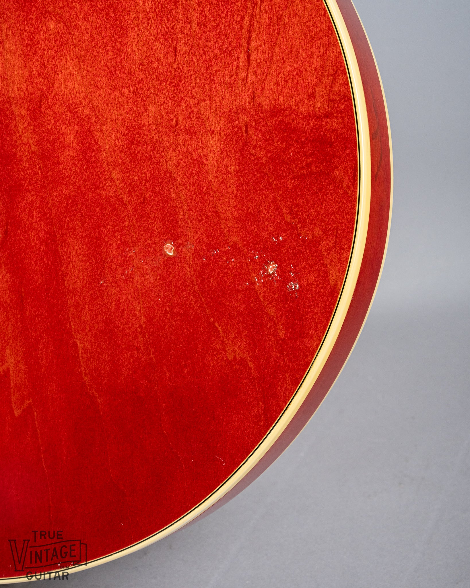 1959 Gibson ES-355 T Mono Cherry Watermelon red guitar back of body bass side binding