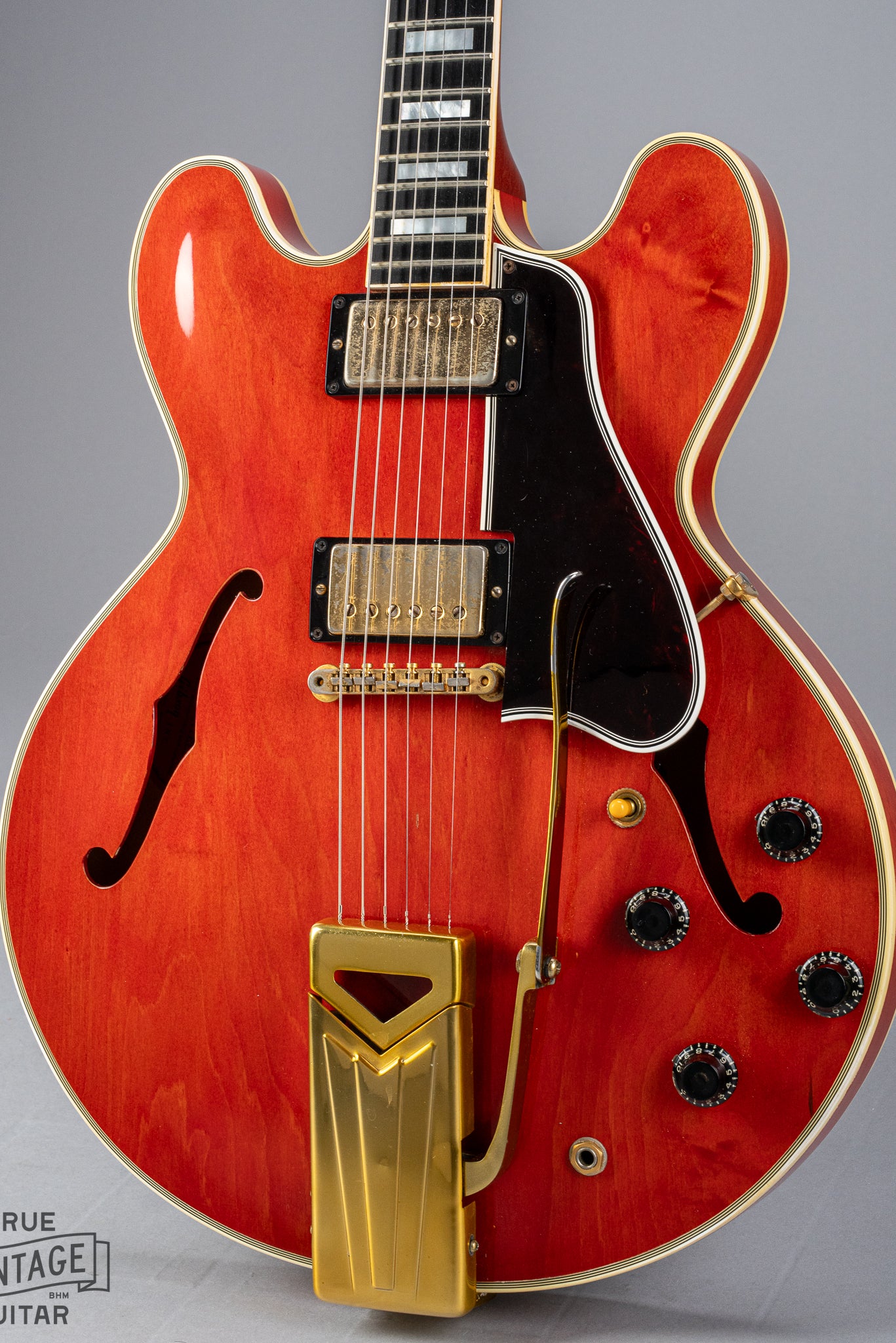 1959 Gibson ES-355 T Mono Cherry Watermelon red guitar body sideways vibrola gold hardware PAF