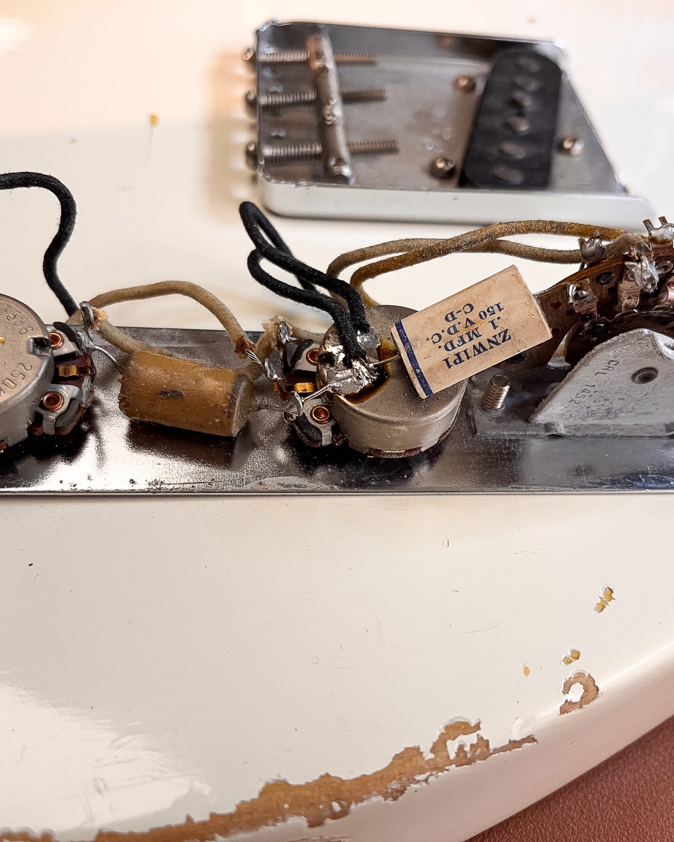 Olympic White 1960 Fender Telecaster wiring and pot codes
