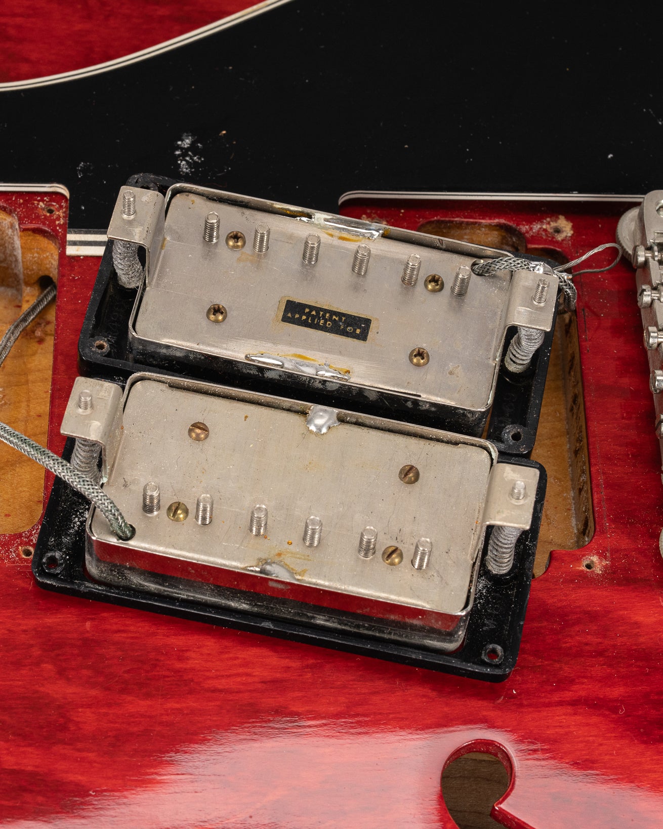 Cherry Red 1960 Gibson ES-335 Back of PAF Pickups