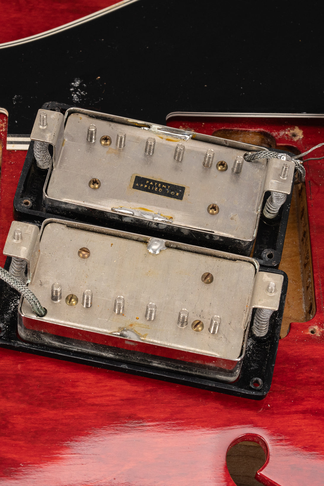 Cherry Red 1960 Gibson ES-335 Back of PAF Pickups