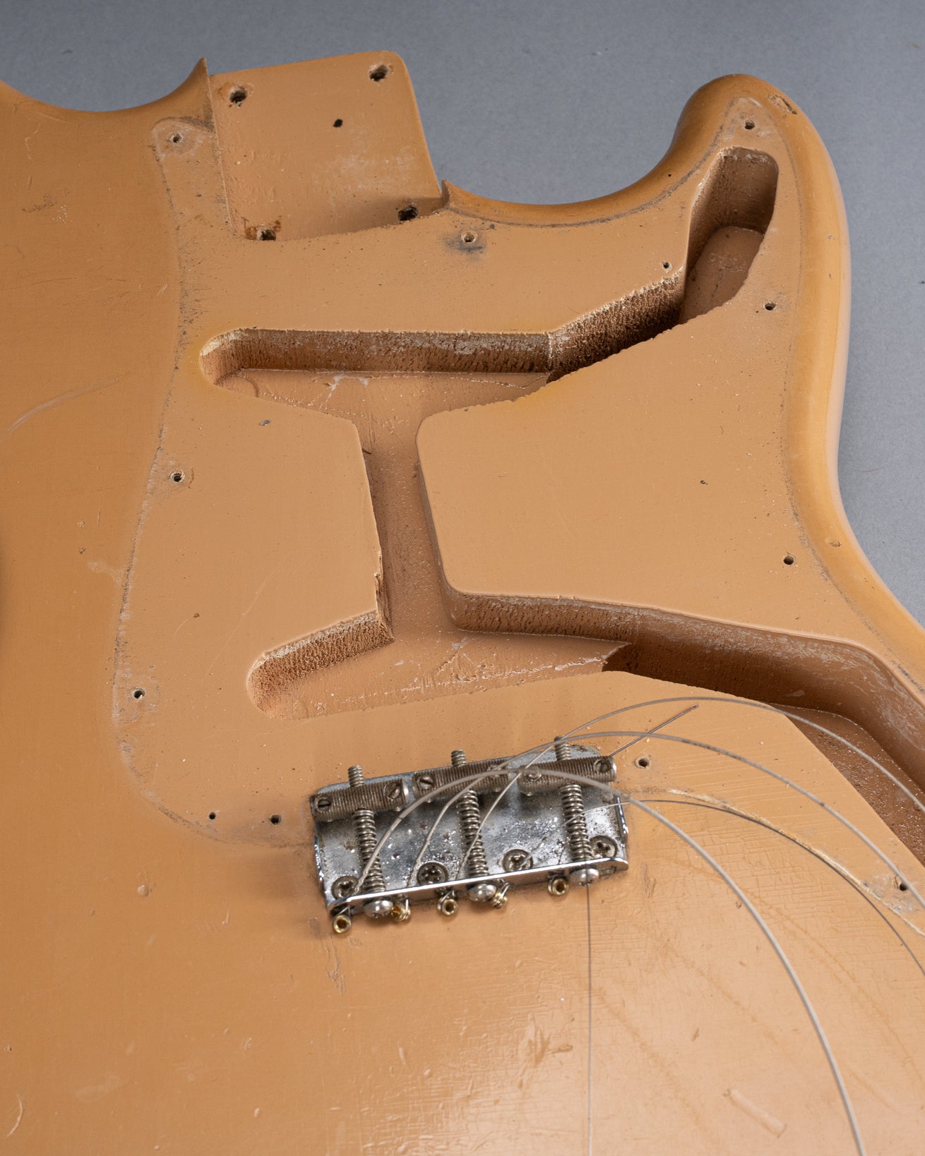 1960 Fender Musicmaster desert sand guitar body control cavity