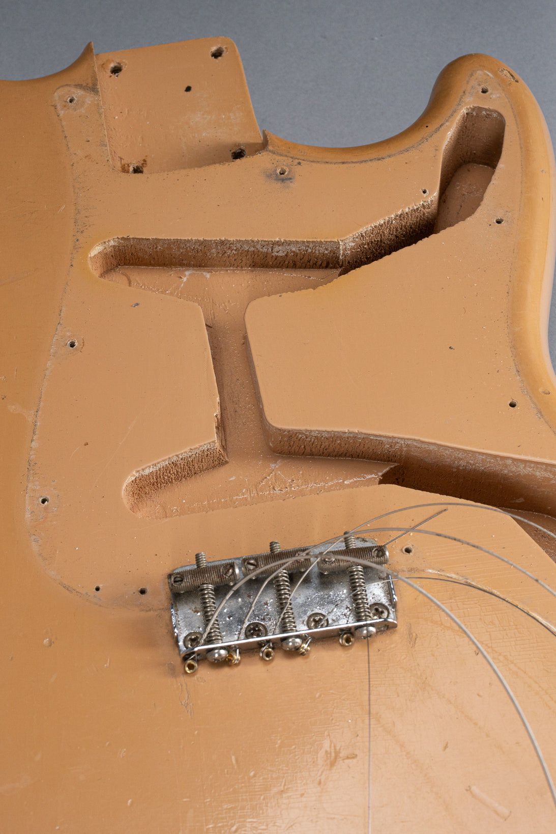 1960 Fender Musicmaster desert sand guitar body control cavity