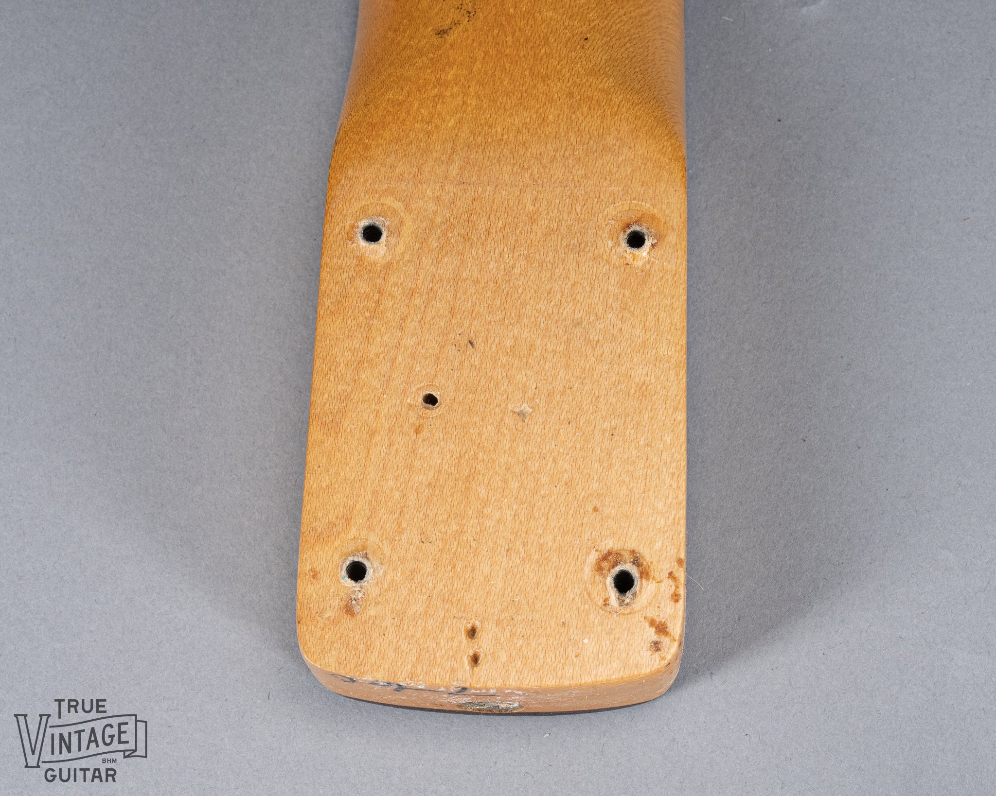 1960 Fender Musicmaster desert sand guitar neck heel original screw holes