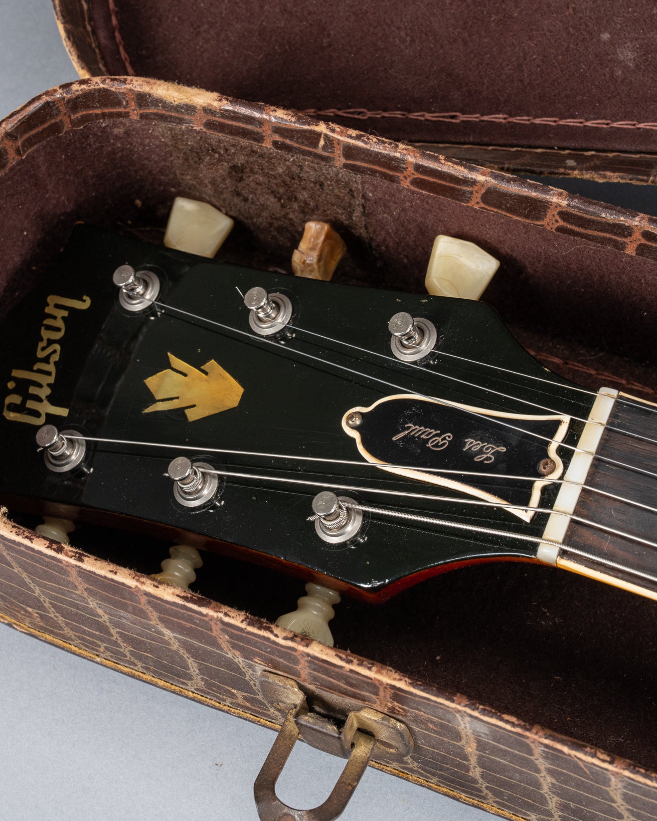 Front of 1961 Gibson Les Paul Standard Cherry Neck and Headstock in Original Case