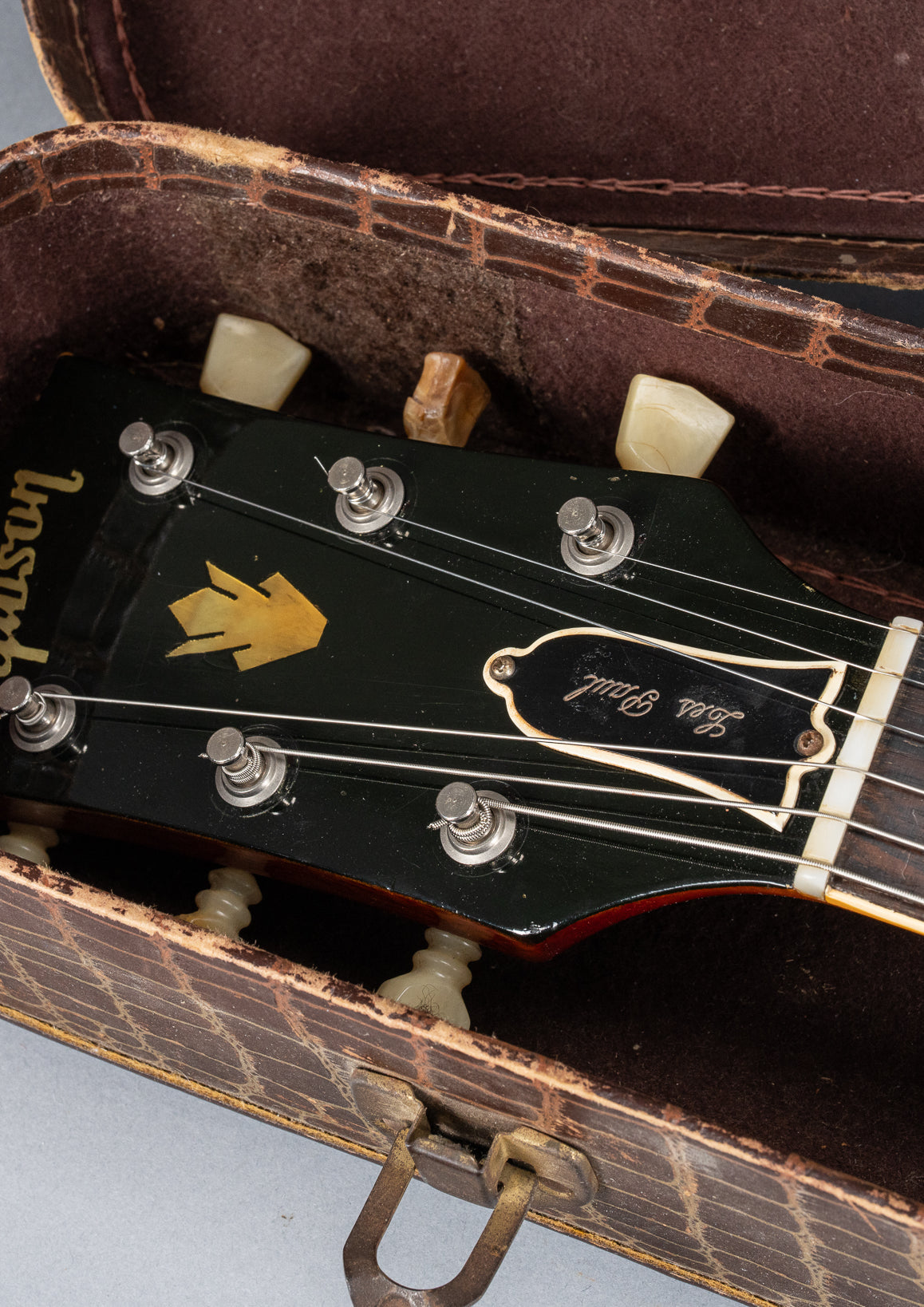 Front of 1961 Gibson Les Paul Standard Cherry Neck and Headstock in Original Case