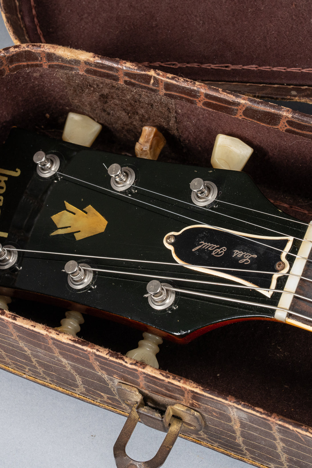 Front of 1961 Gibson Les Paul Standard Cherry Neck and Headstock in Original Case