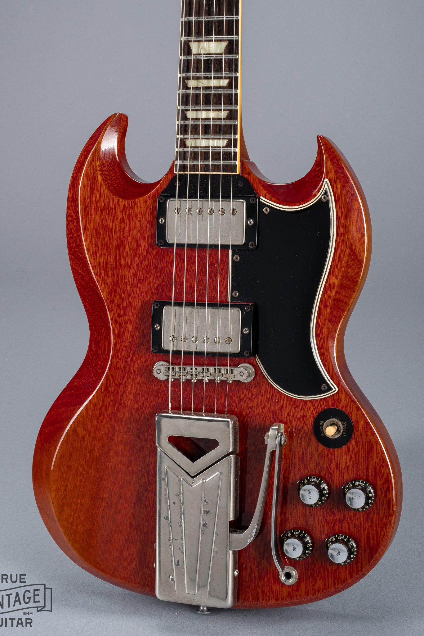 Front of 1961 Gibson Les Paul Standard Cherry Guitar PAF Sideways Vibrola