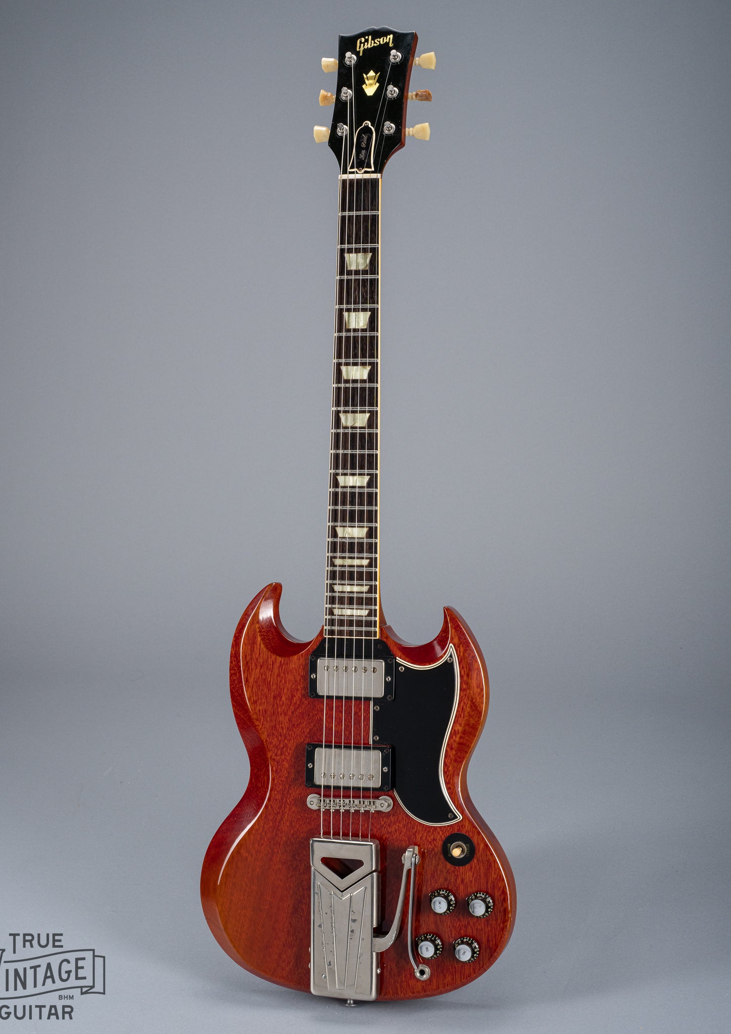 Full Front of 1961 Gibson Les Paul Standard Cherry Guitar PAF Sideways Vibrola
