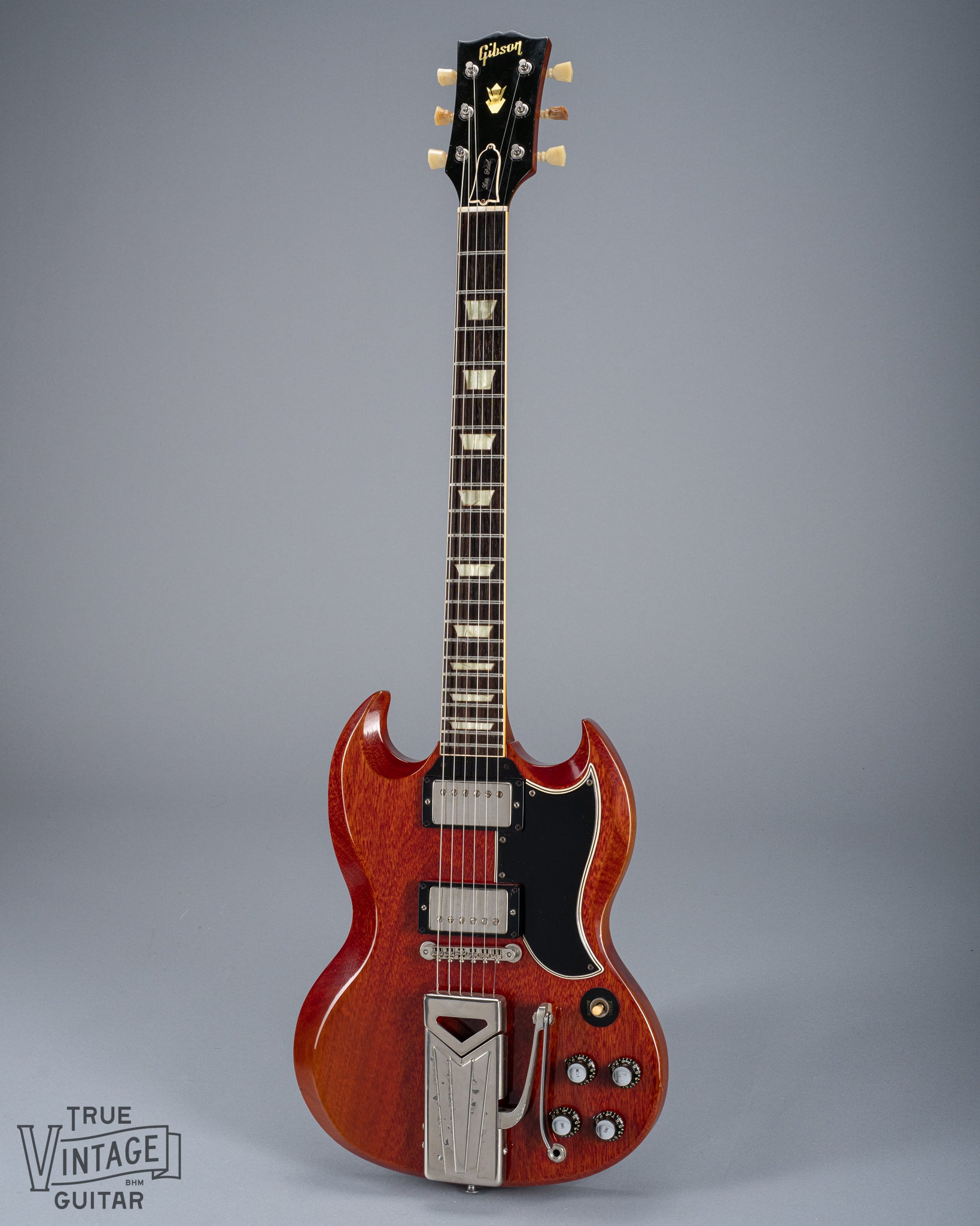Full Front of 1961 Gibson Les Paul Standard Cherry Guitar PAF Sideways Vibrola