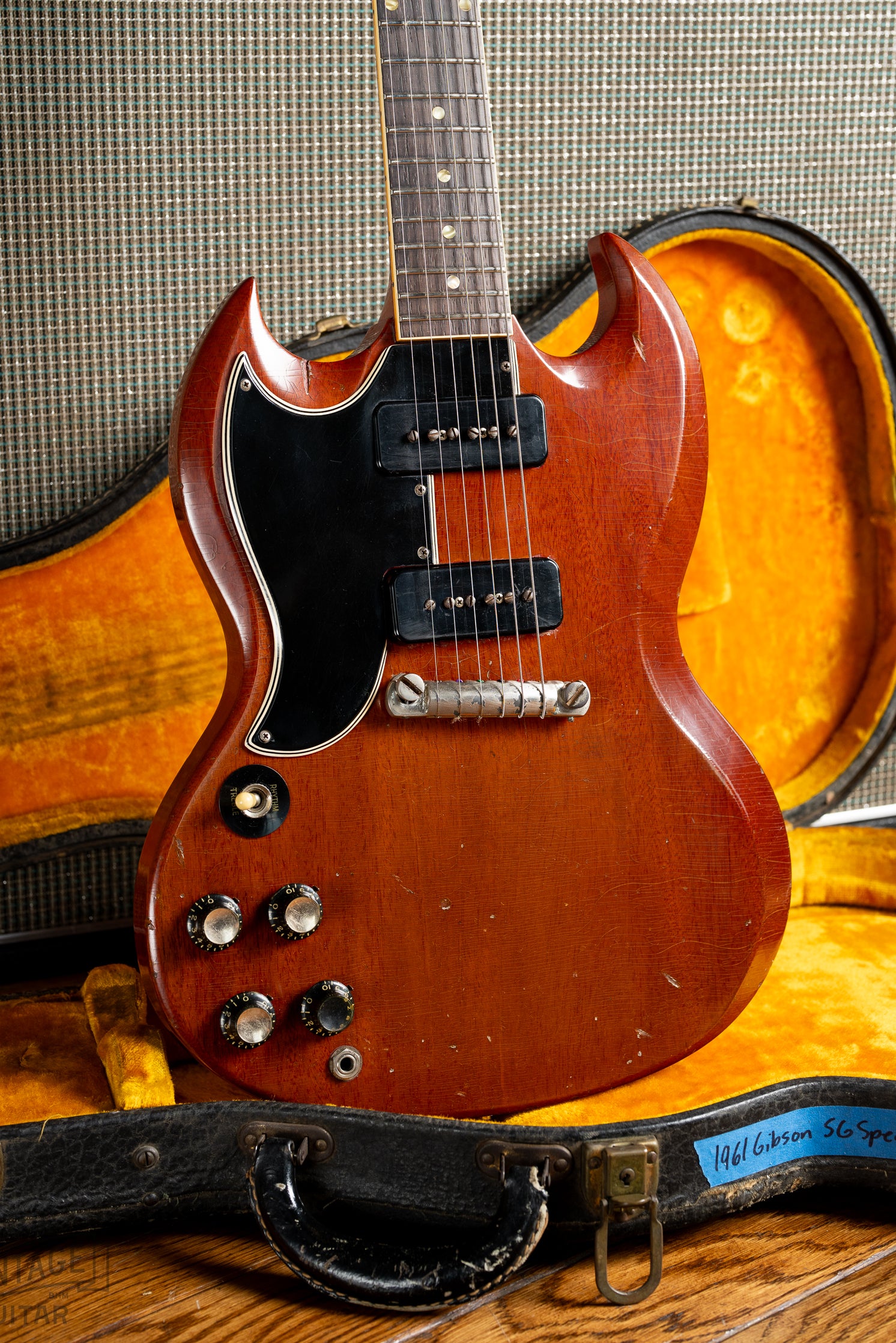 Body of 1961 Gibson SG Special left handed in Cherry Red finish