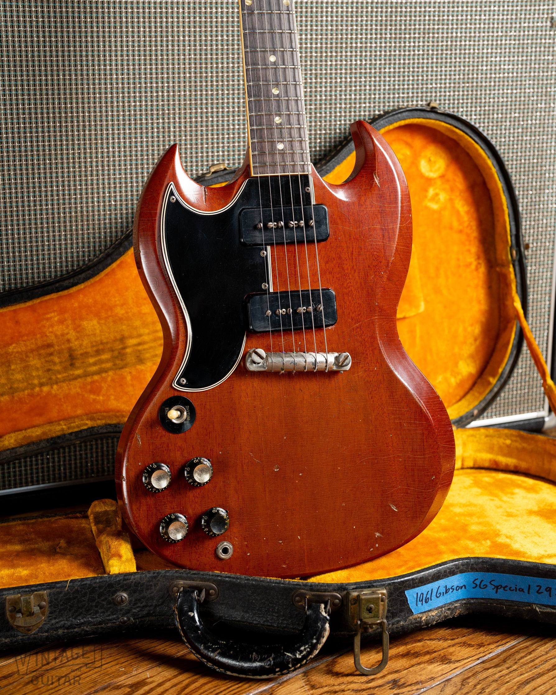 Body of 1961 Gibson SG Special left handed in Cherry Red finish